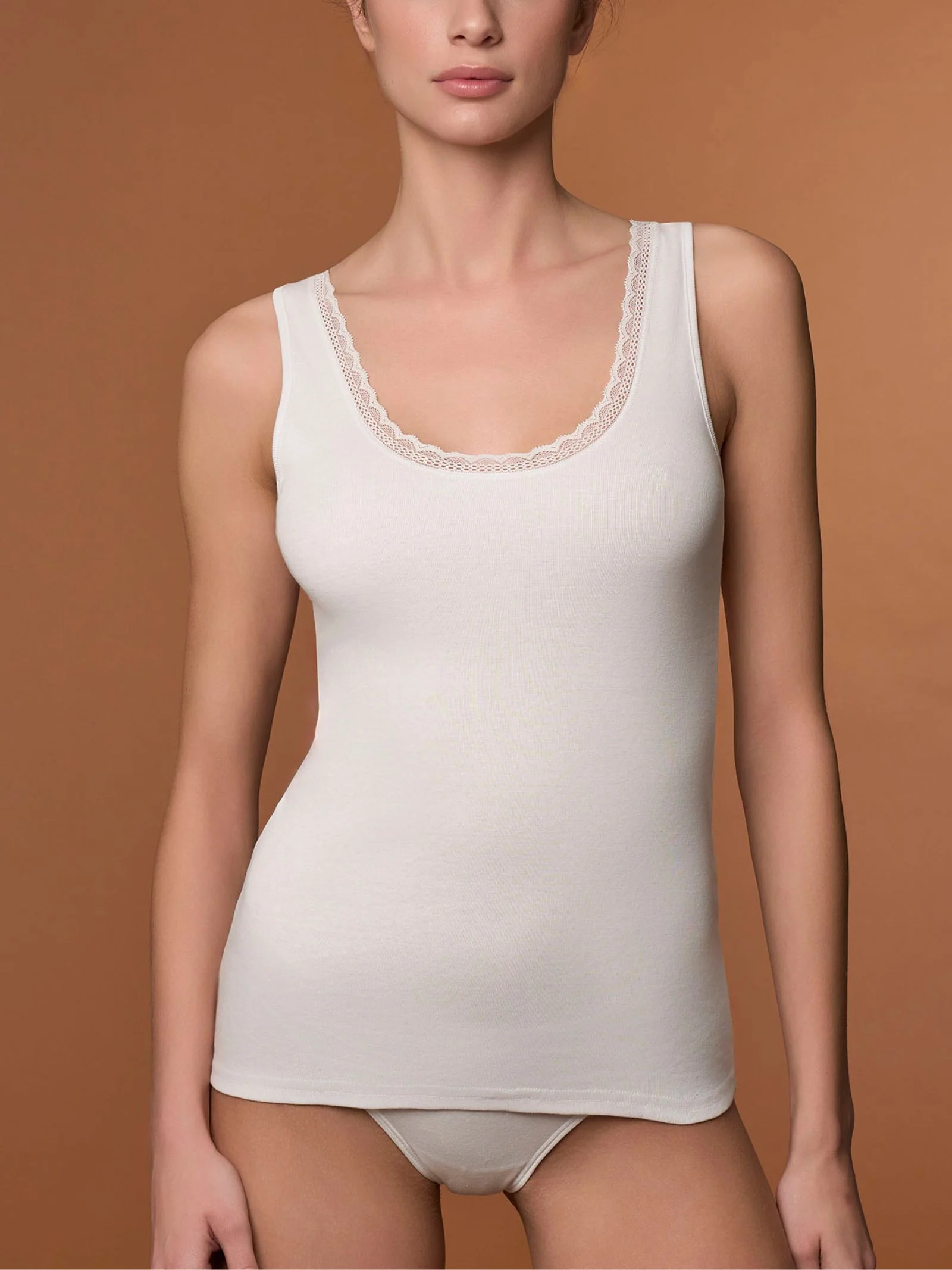 Thermo Cotton - Canottiera a spalla larga in caldo cotone  - Nero - Image 2