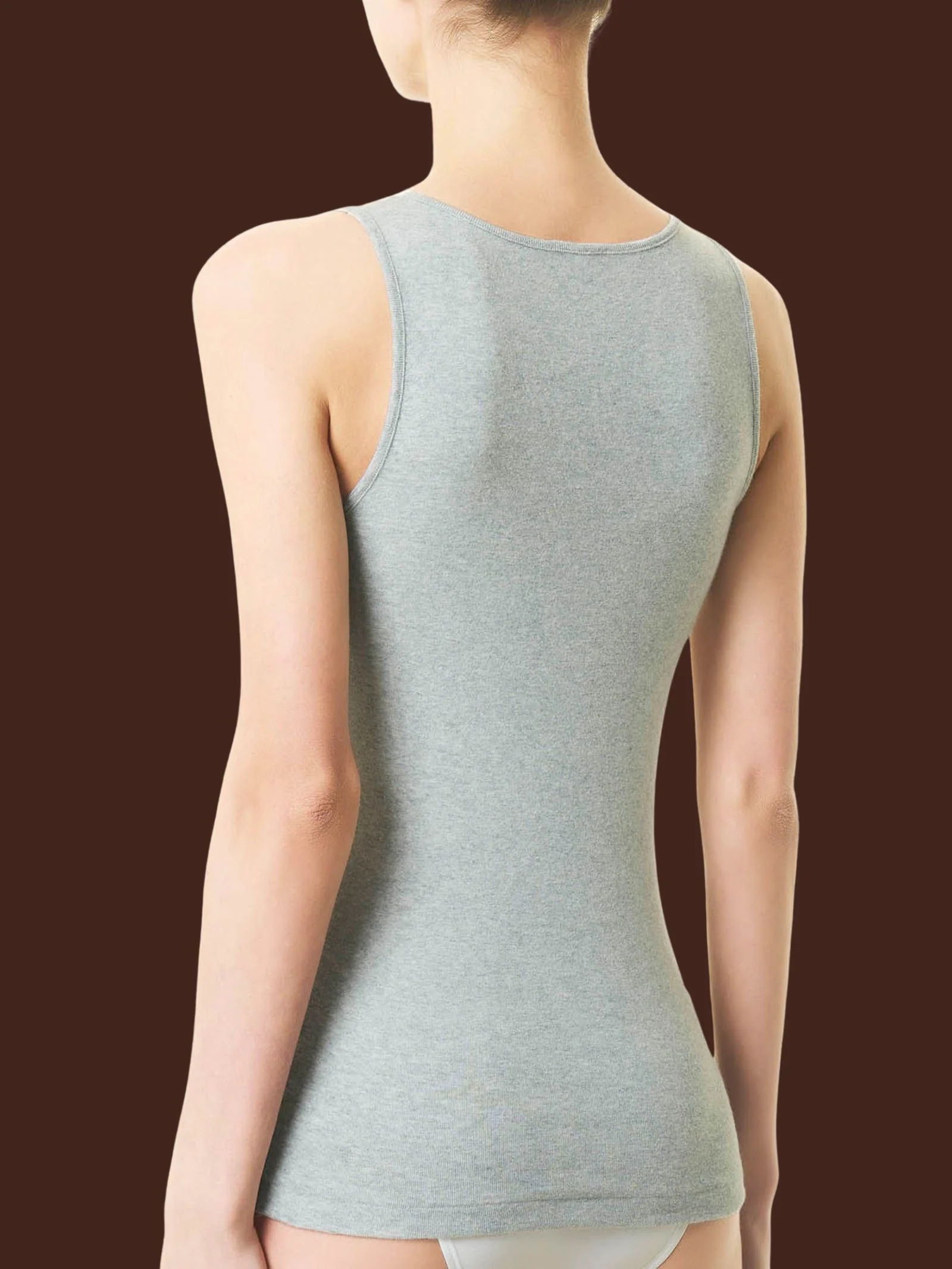Thermo Cotton - Canottiera a spalla larga in caldo cotone  - Argento Mel. - Image 2