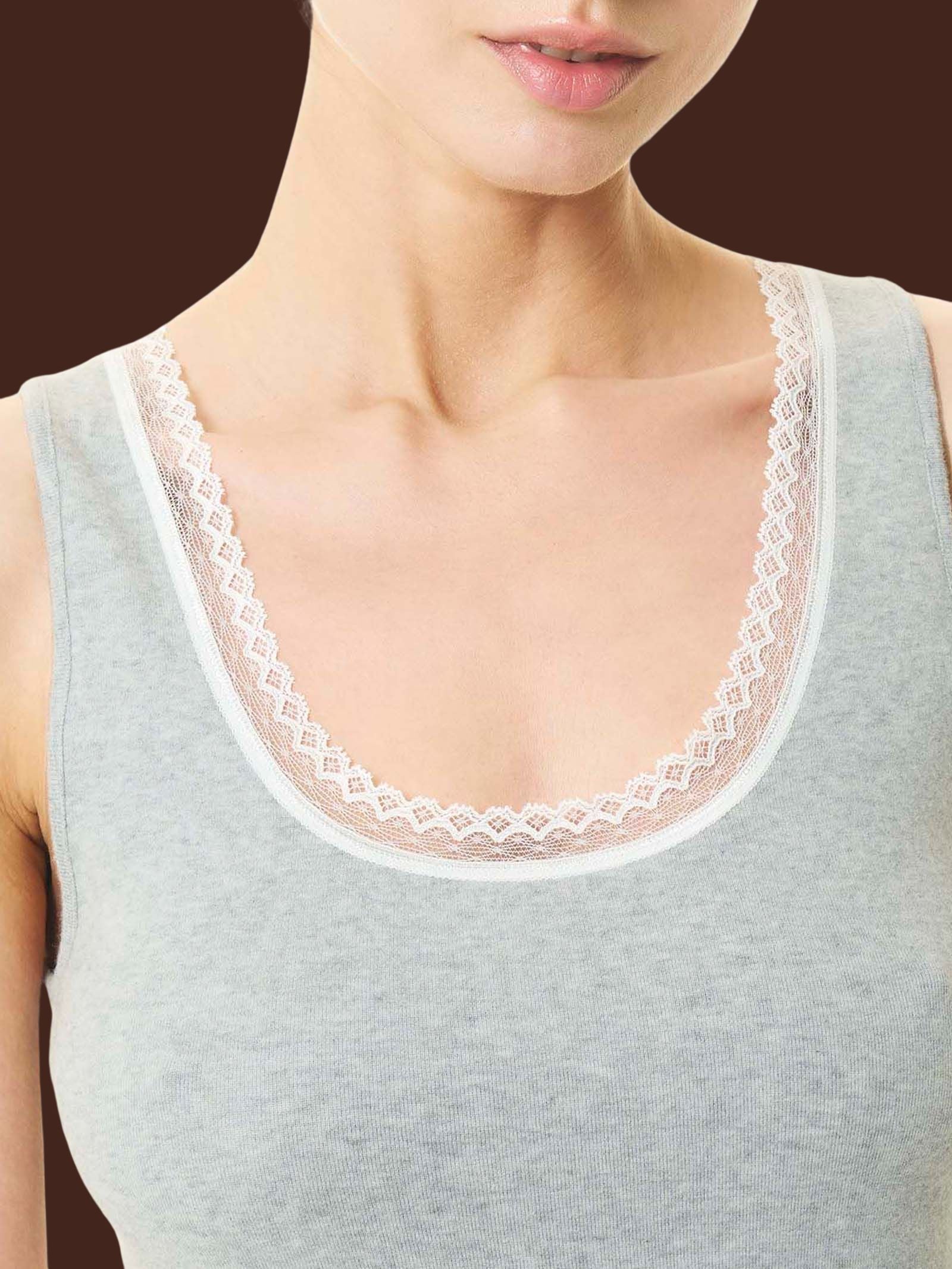 Thermo Cotton - Canottiera a spalla larga in caldo cotone  - Argento Mel. - Image 3