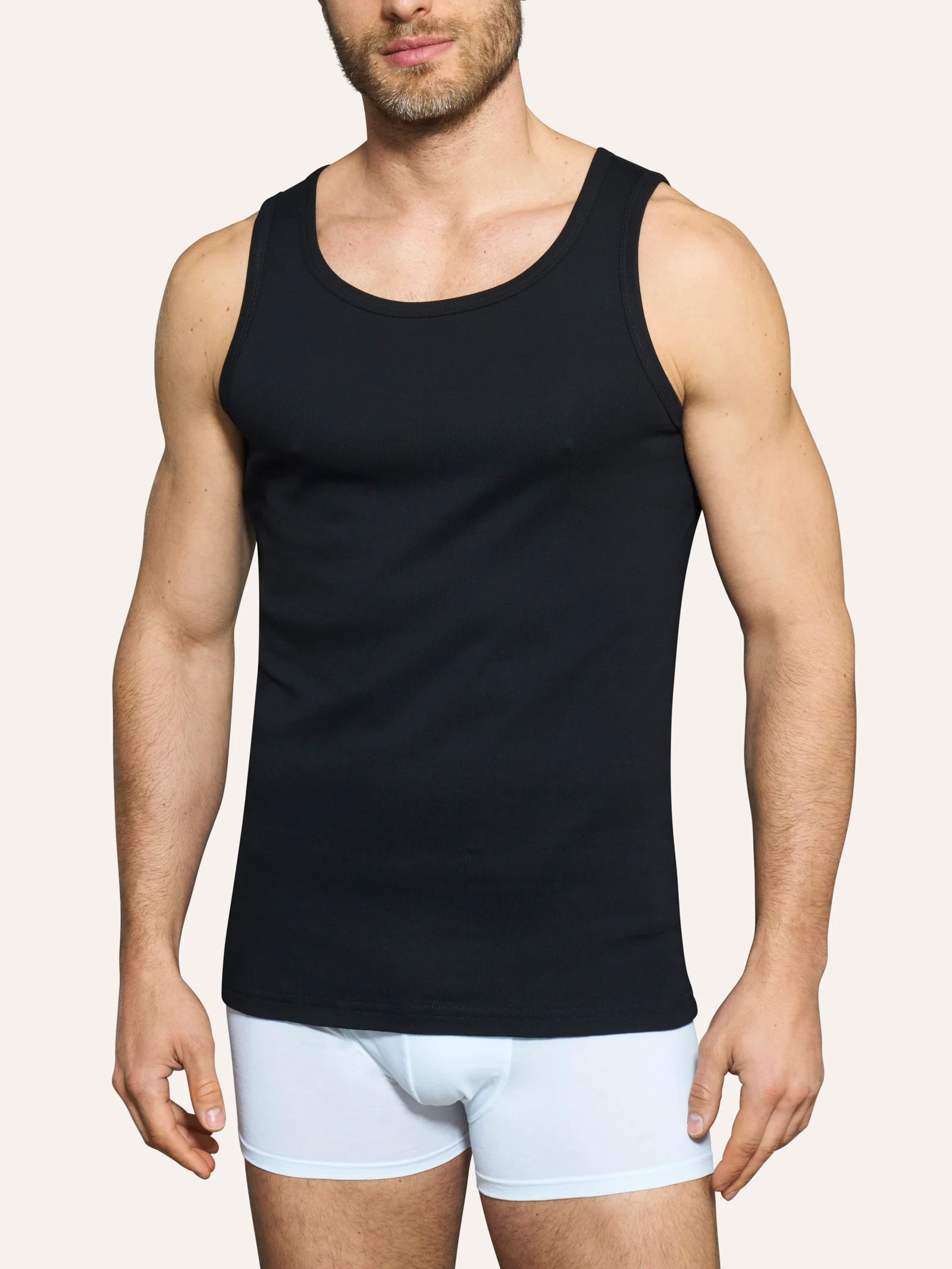 Thermo Cotton - Canottiera a spalla larga in caldo cotone  - Nero - Image 2