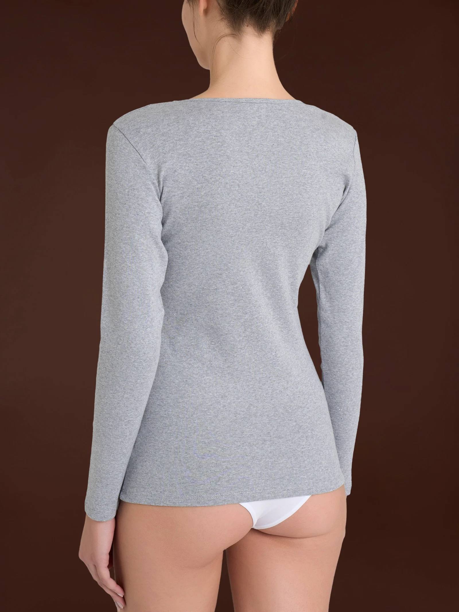 Thermo Cotton - Maglietta girocollo a manica lunga in caldo cotone - Argento Mel. - Image 2
