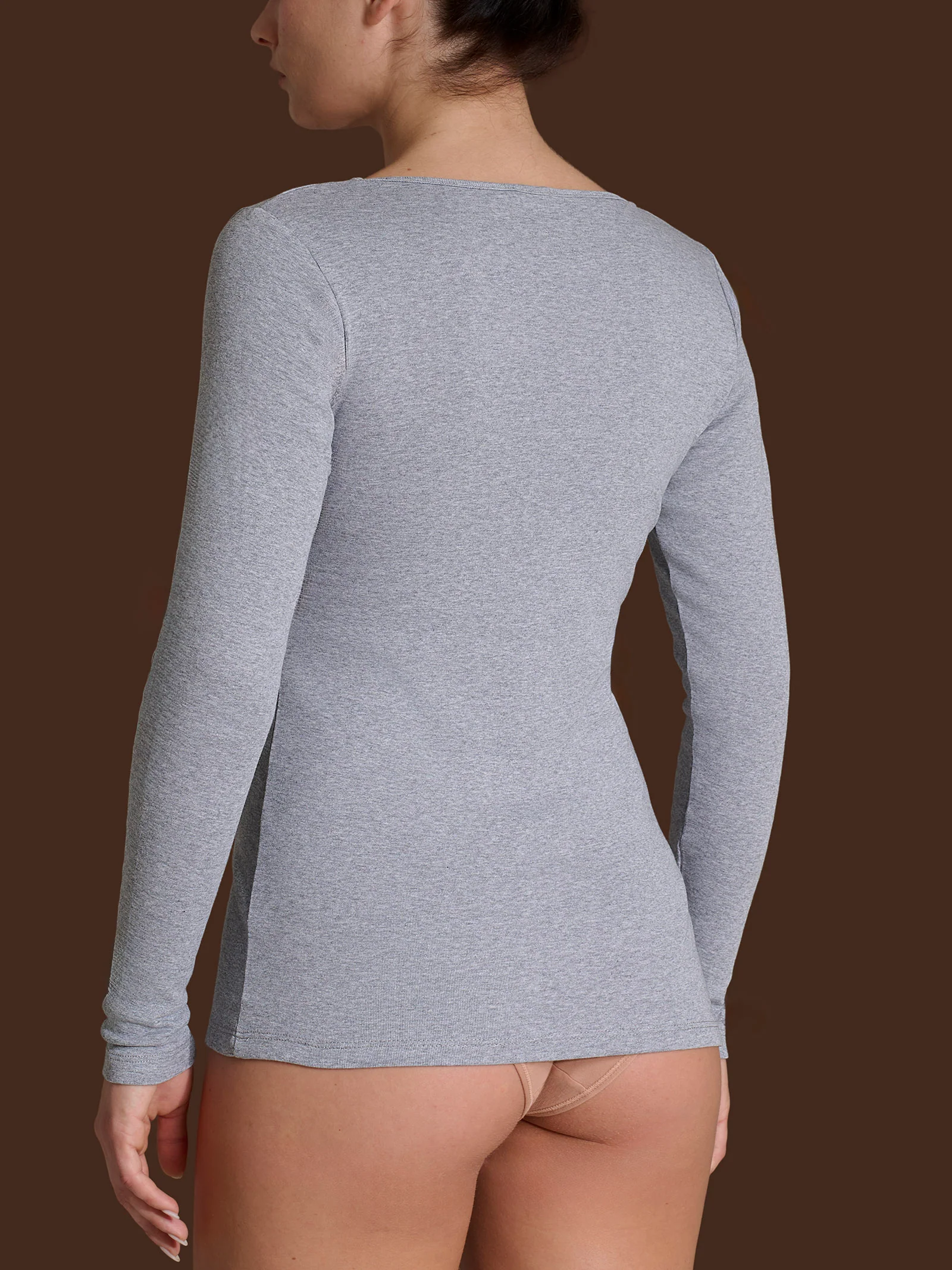 Thermo Cotton - Maglietta girocollo a manica lunga in caldo cotone - Argento Mel. - Image 2