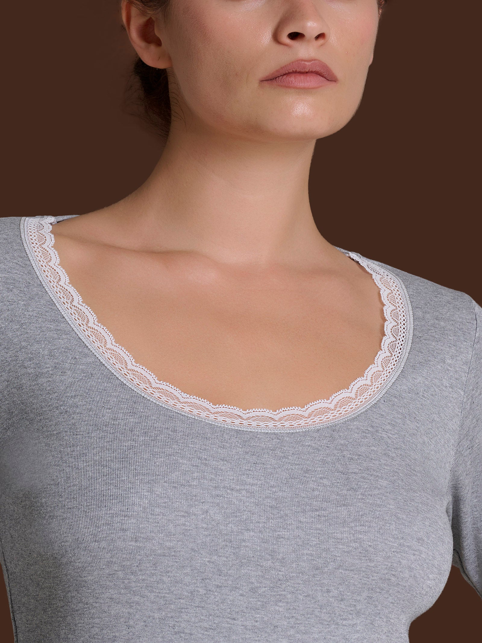Thermo Cotton - Maglietta girocollo a manica lunga in caldo cotone - Argento Mel. - Image 3