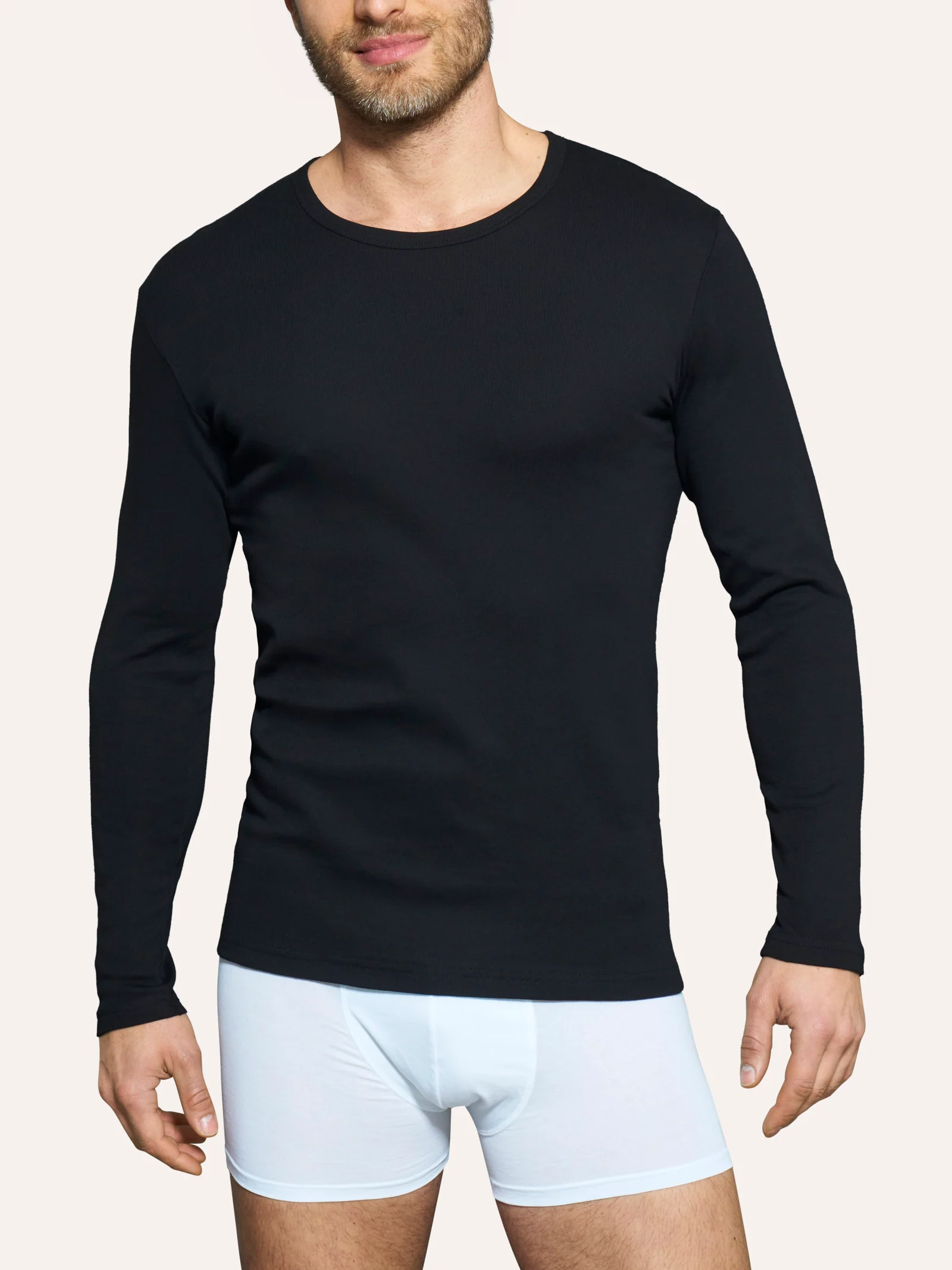 Thermo Cotton - Maglietta girocollo a manica lunga in caldo cotone  - Nero - Image 2