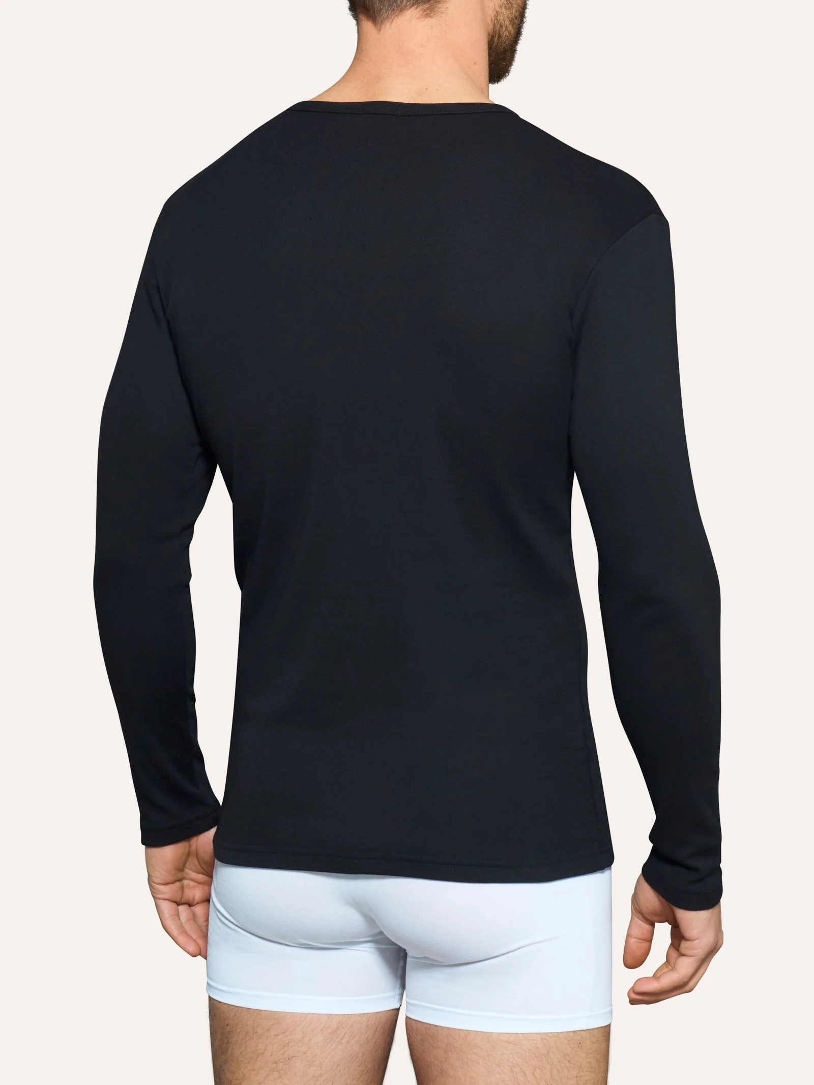 Thermo Cotton - Maglietta girocollo a manica lunga in caldo cotone  - Nero - Image 3