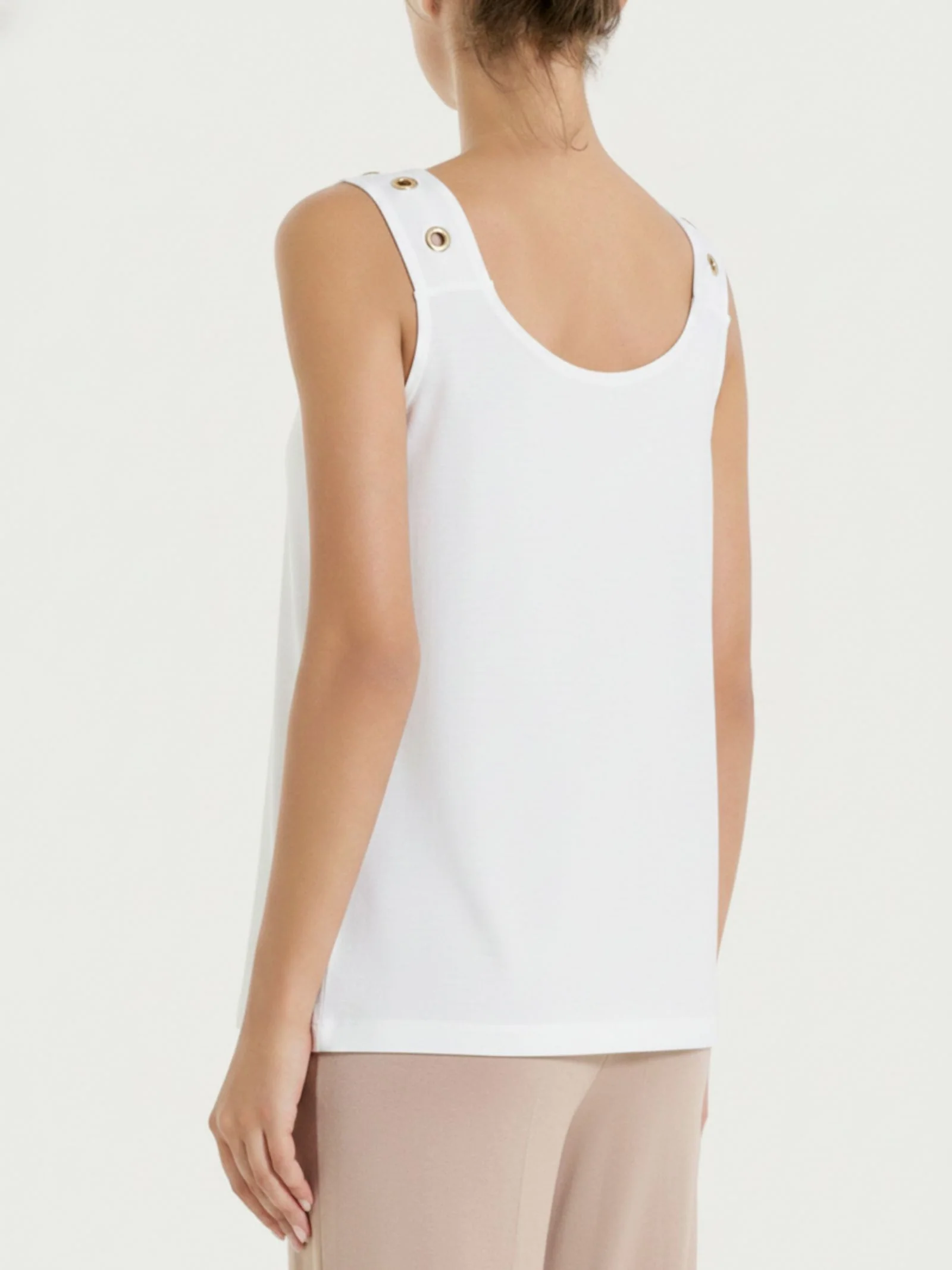 Top a spalla larga con occhielli in Viscosa Summer  - Bianco - Image 2