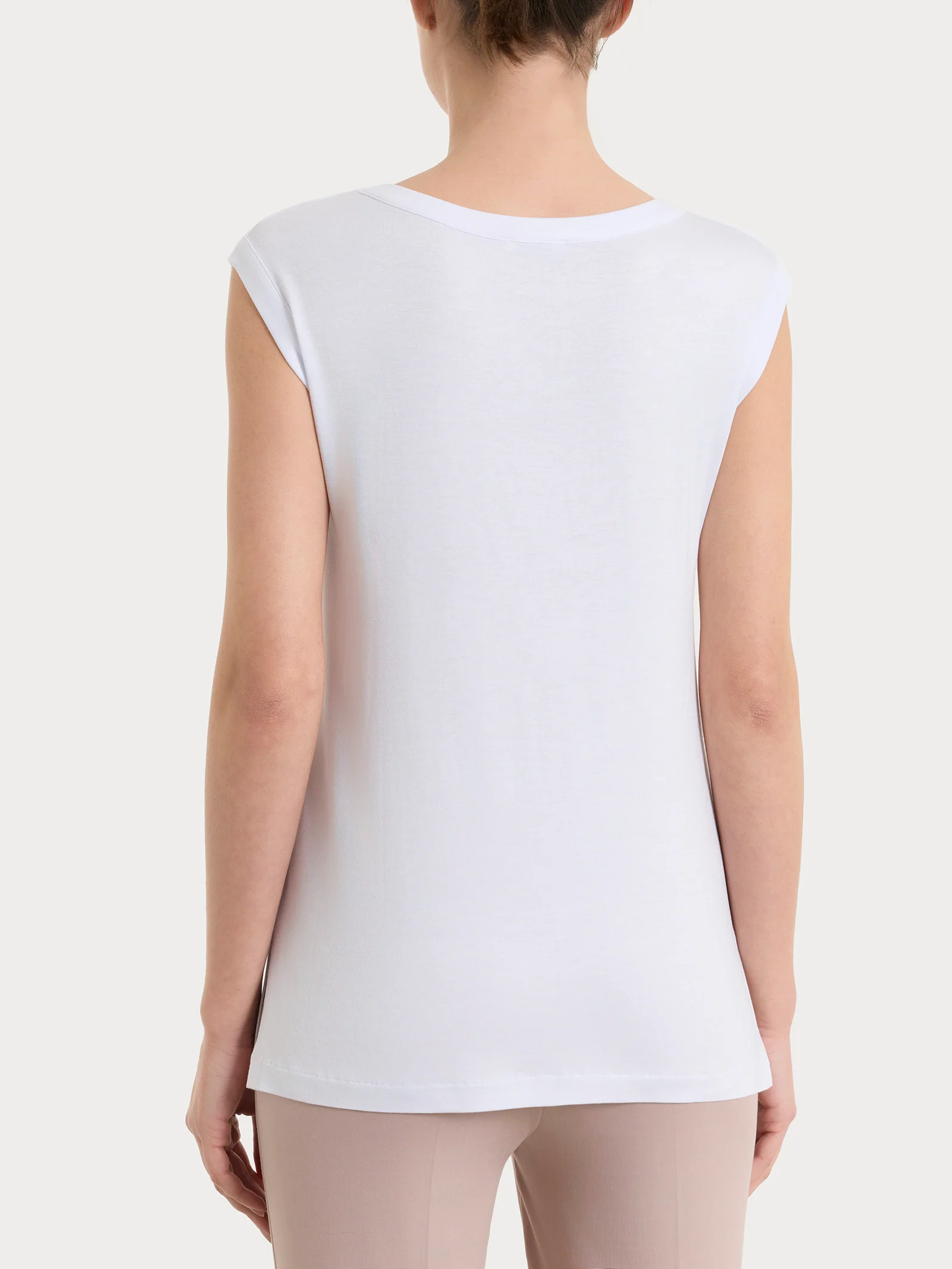 Top con scollo a goccia in Viscosa Summer  - Bianco - Image 2
