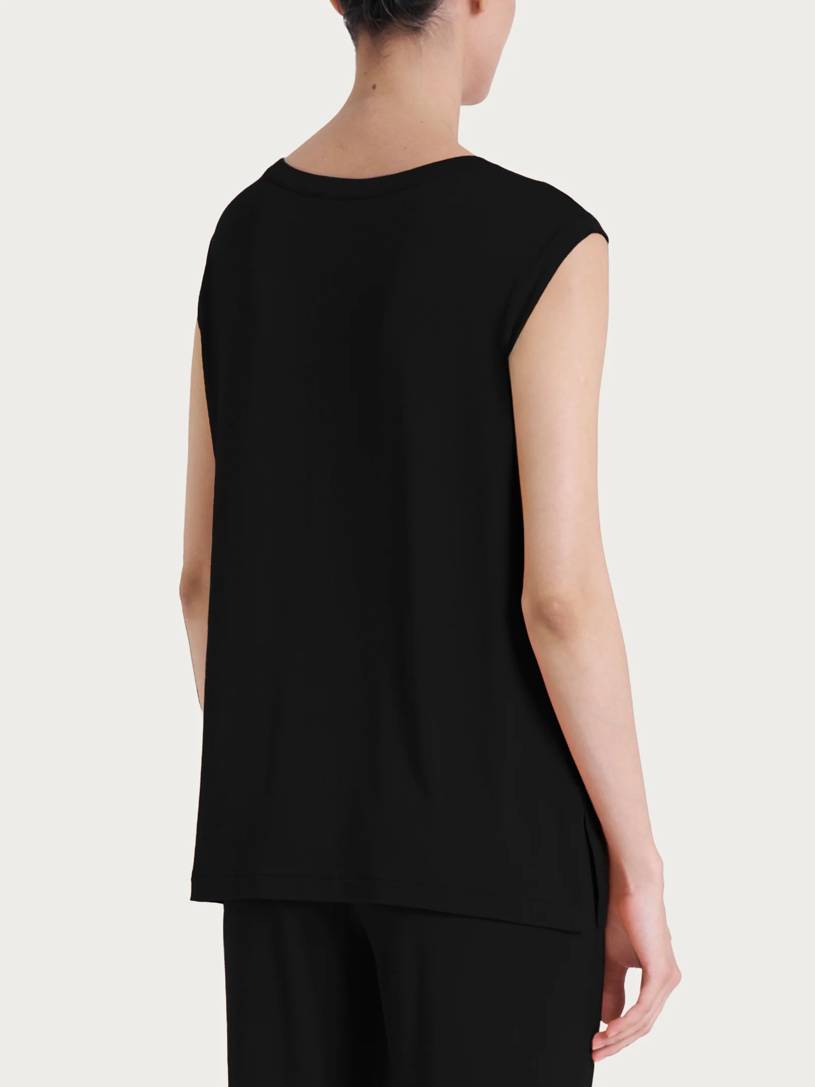 Top con scollo a goccia in Viscosa Summer  - Nero - Image 2