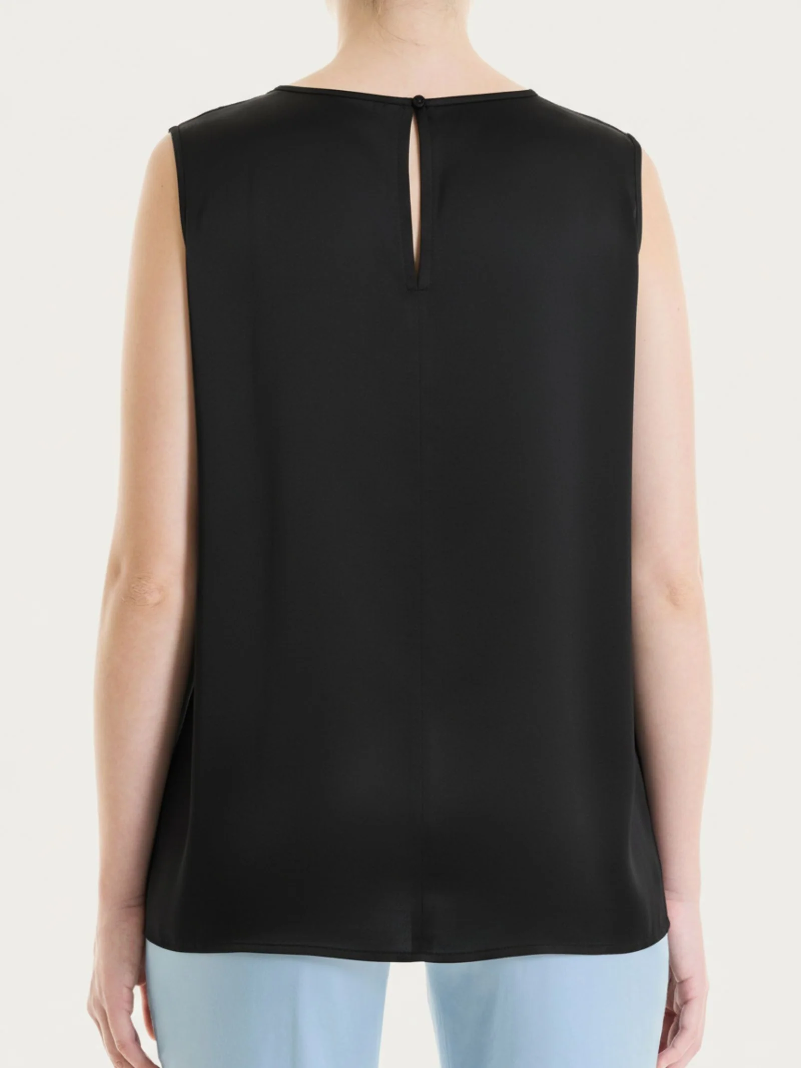 Top con spalla larga in Stretch Satin - Nero - Image 2