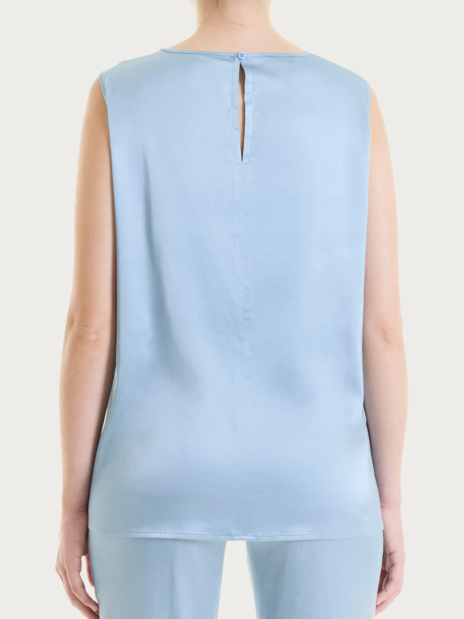 Top con spalla larga in Stretch Satin - Dusty Blue - Image 2