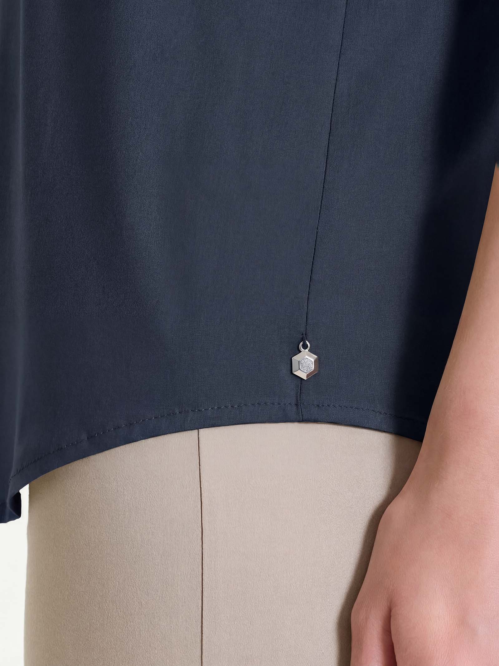 Top con spalla larga in Voile Stretch - Bleu - Image 4