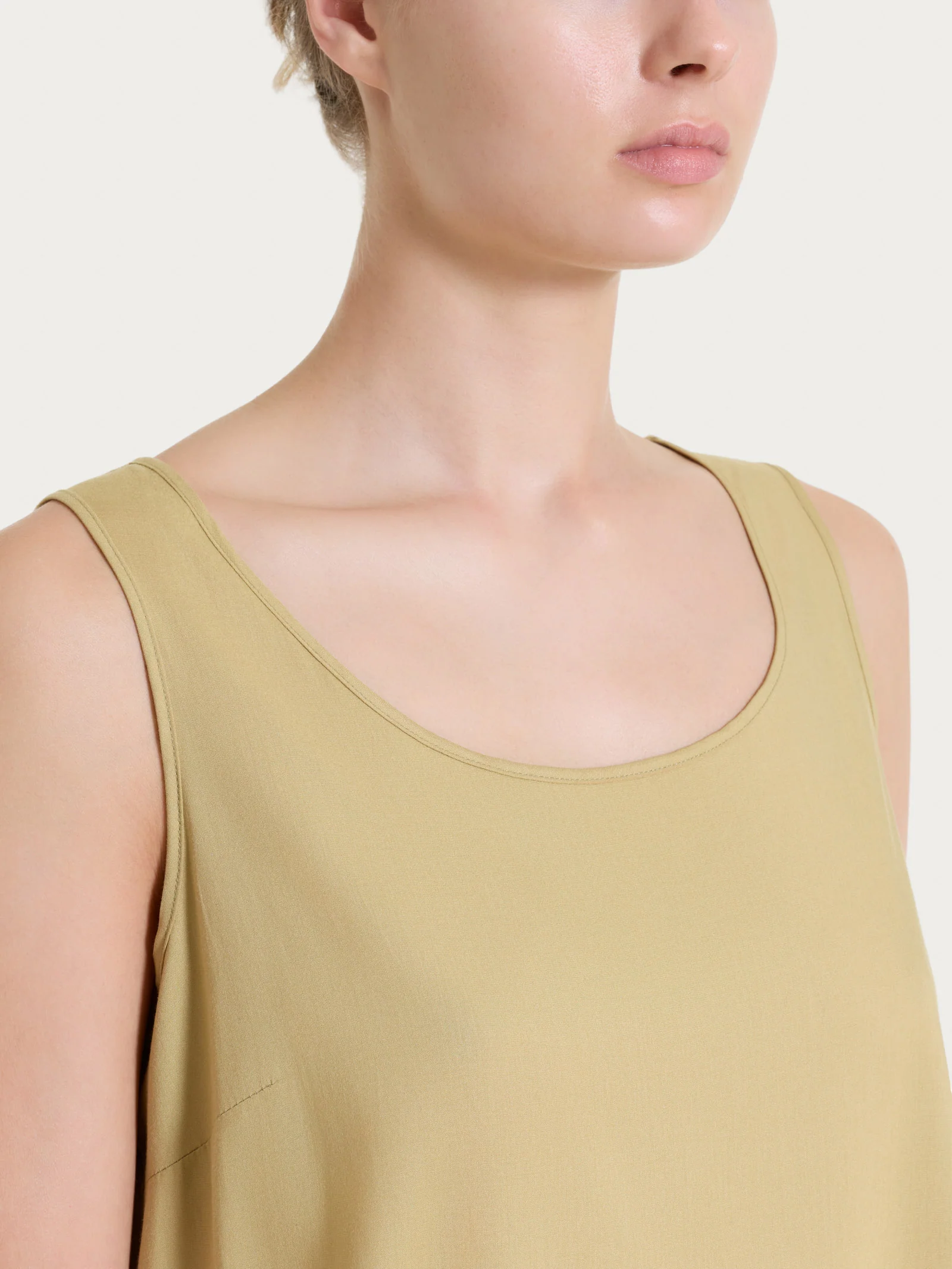 Top con spalla larga in Voile Stretch - Khaki - Image 3