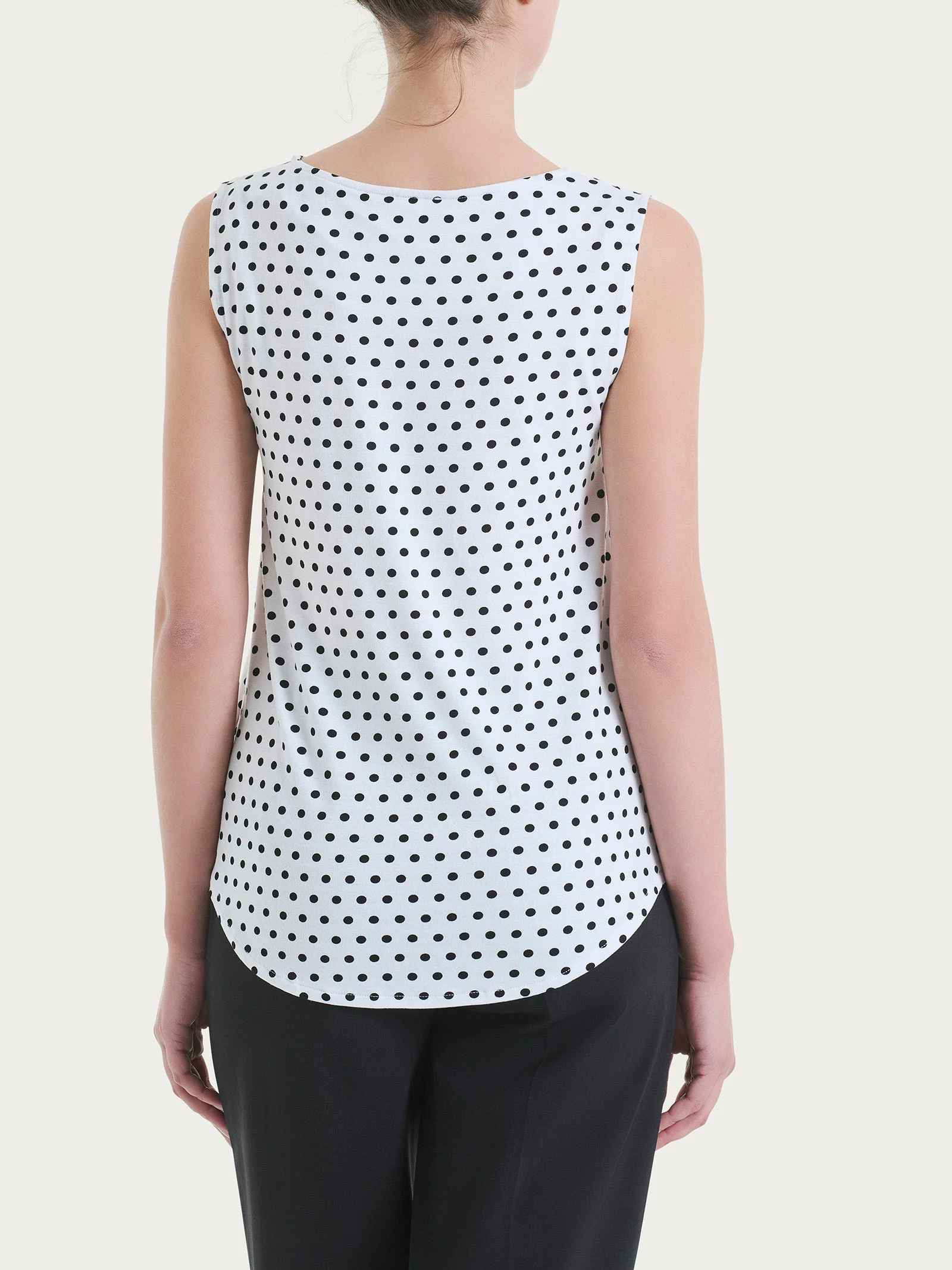 Top smanicato con dots in Viscosa Summer - Fant.Bianco - Image 2
