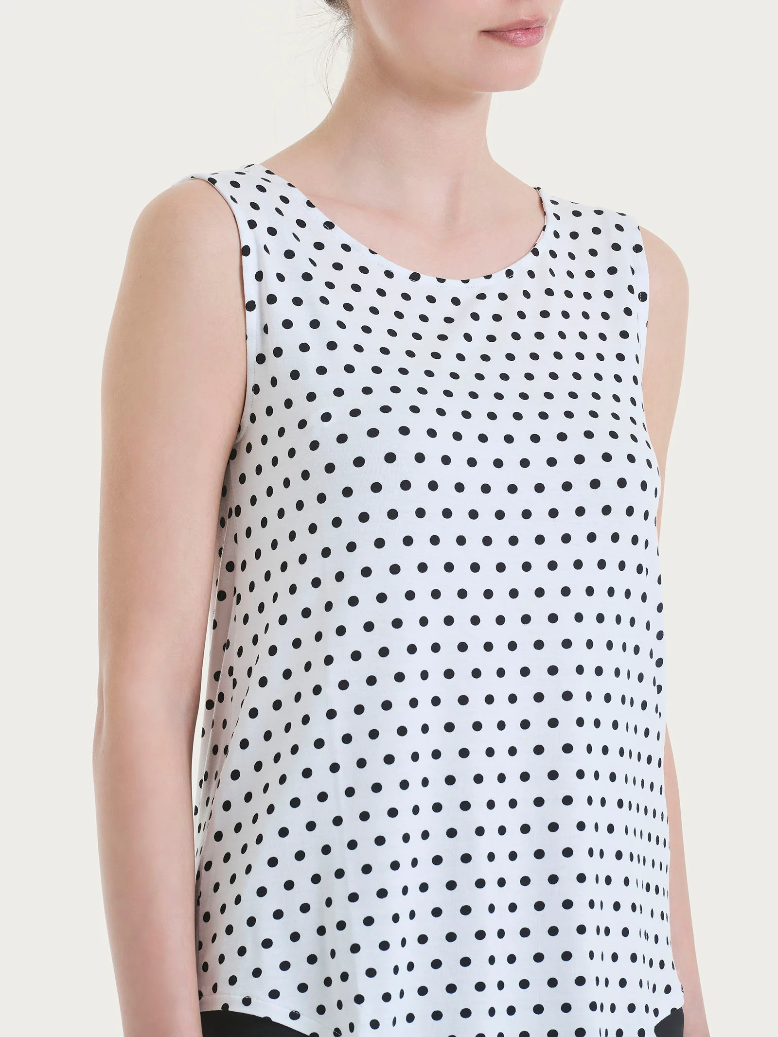 Top smanicato con dots in Viscosa Summer - Fant.Bianco - Image 3