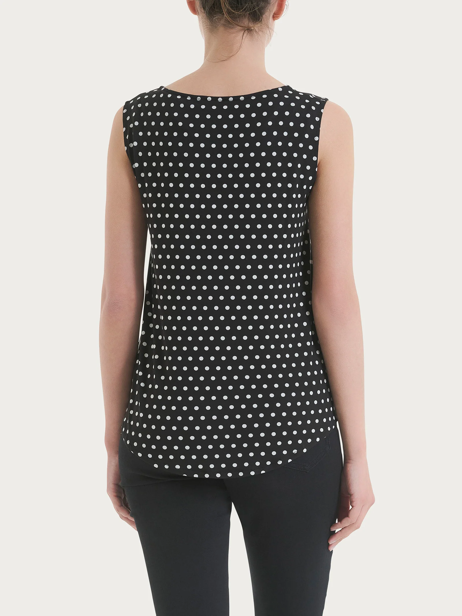 Top smanicato con dots in Viscosa Summer - Fant.Nero - Image 2