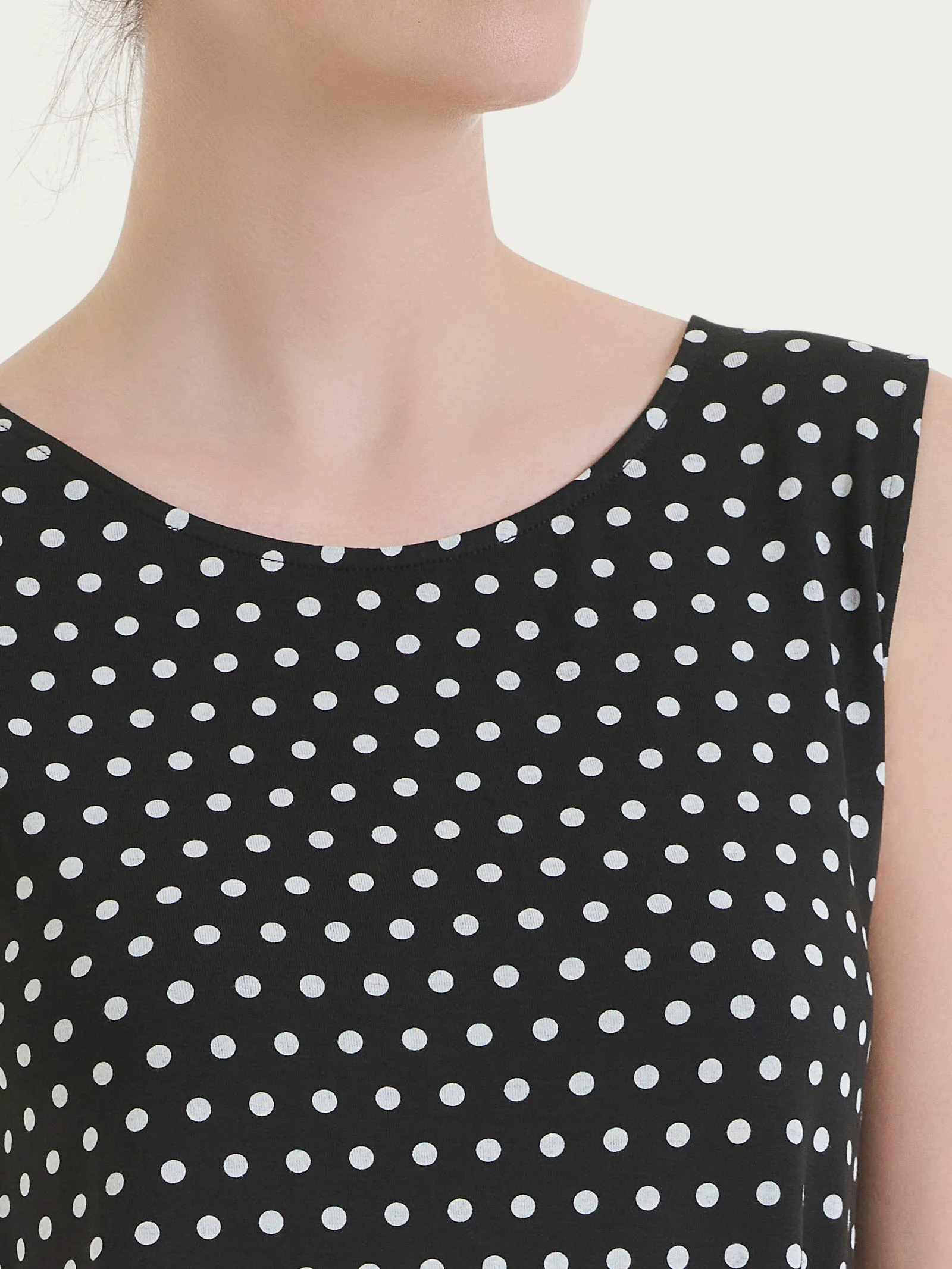 Top smanicato con dots in Viscosa Summer - Fant.Nero - Image 3