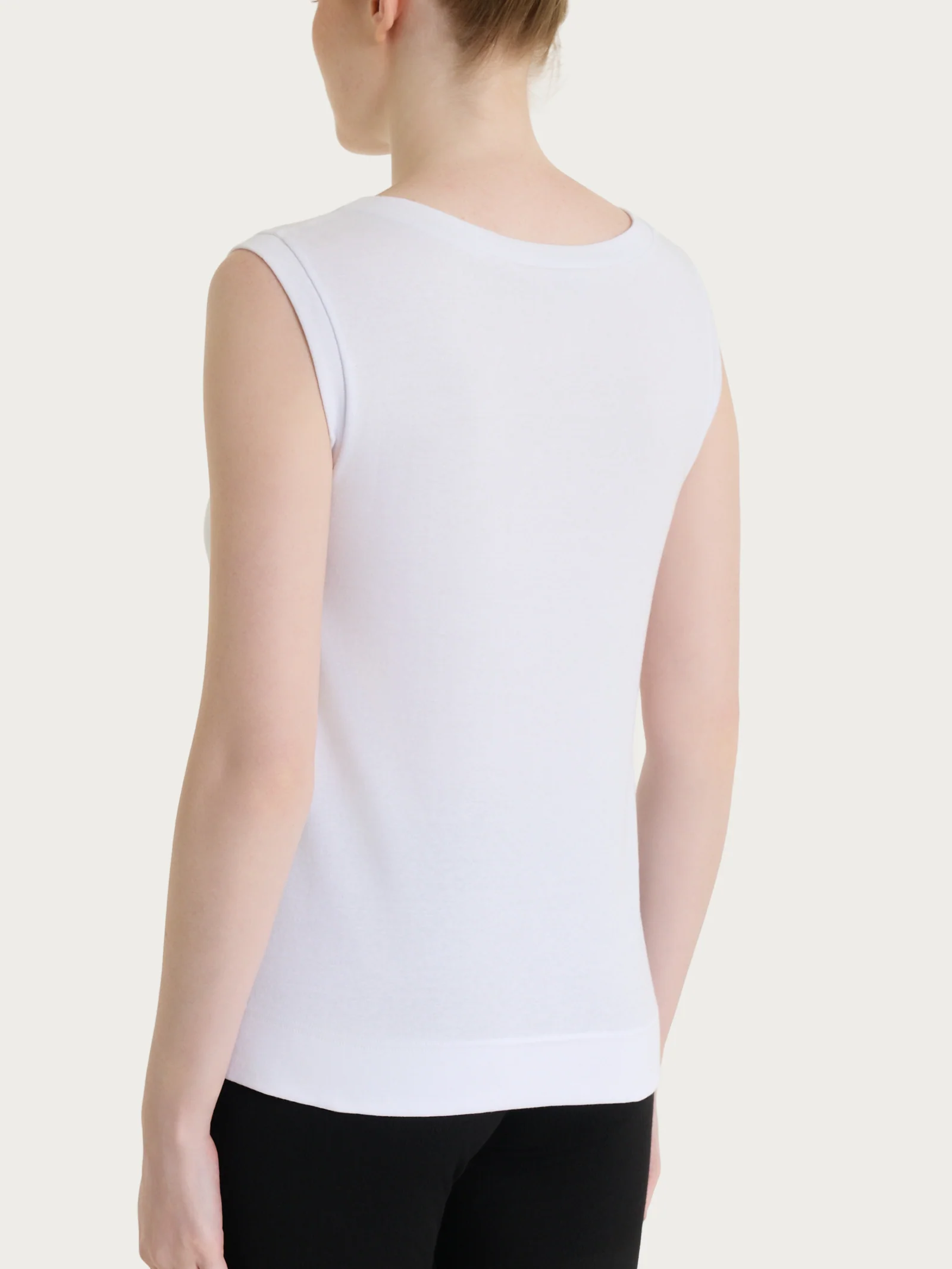 Top smanicato in Eco Cotton Stretch - Bianco - Image 2