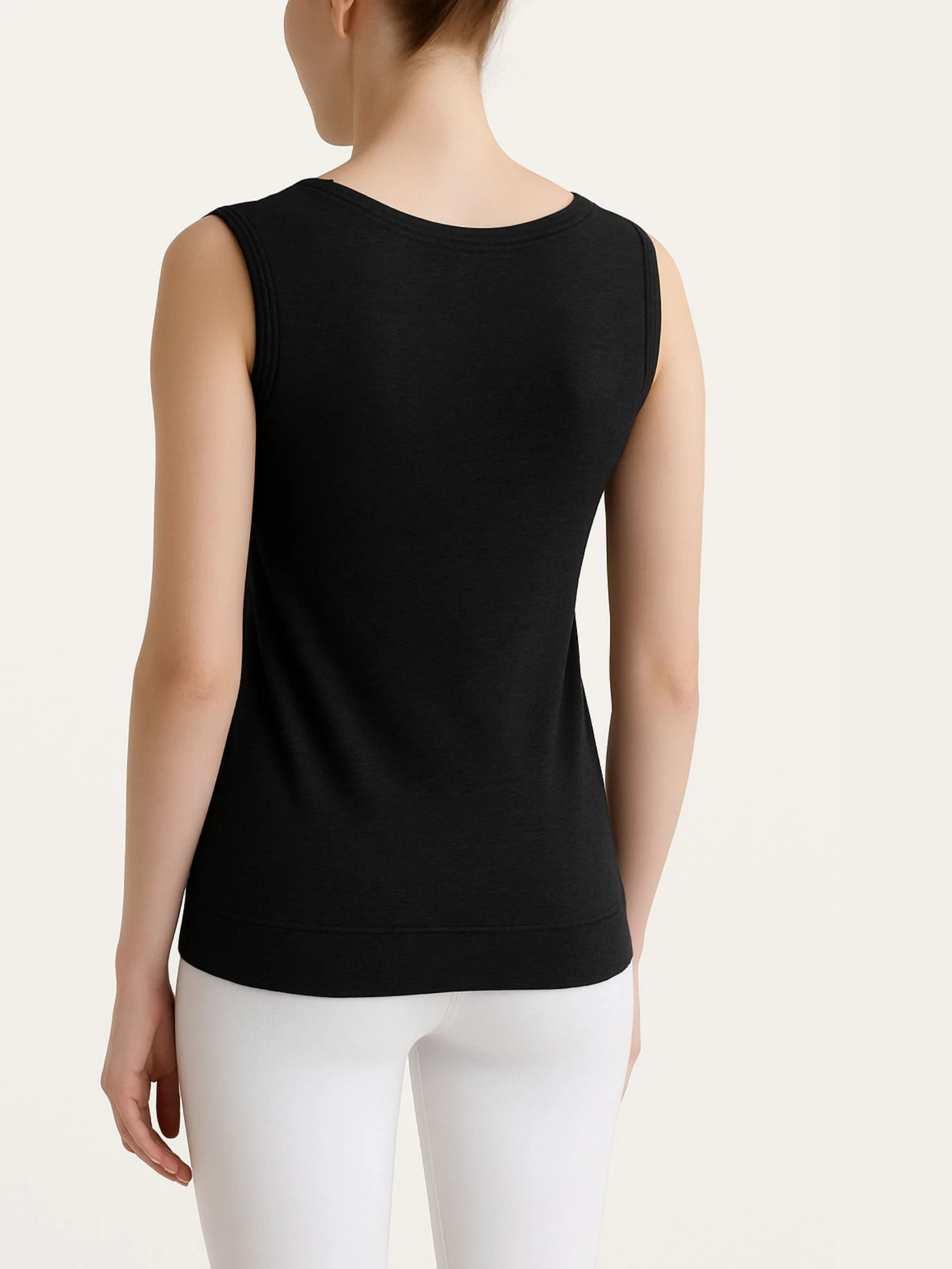 Top smanicato in Eco Cotton Stretch - Nero - Image 2