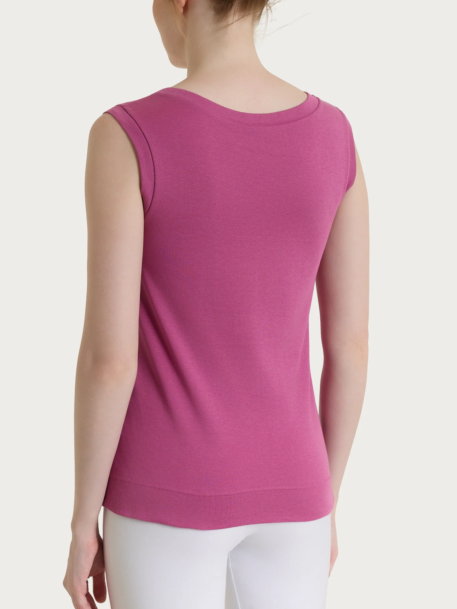 Top smanicato in Eco Cotton Stretch - Red Violet - Image 4