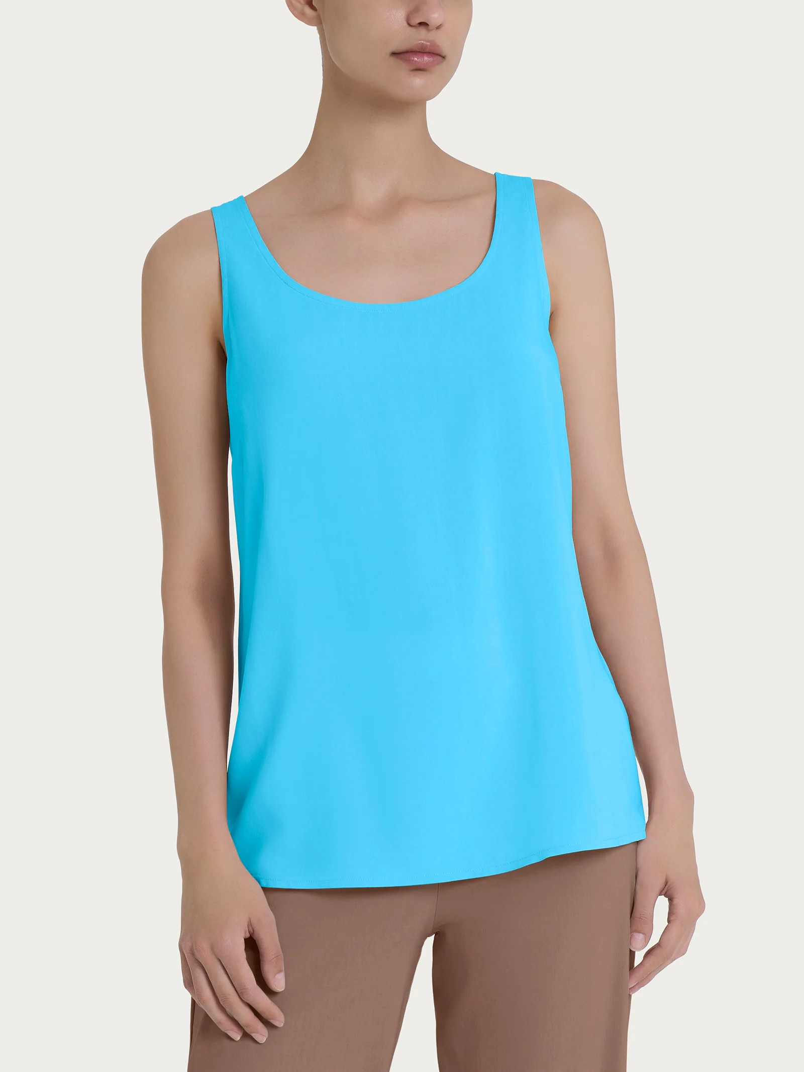 Top smanicato in Ecoseta - Azure Blue
