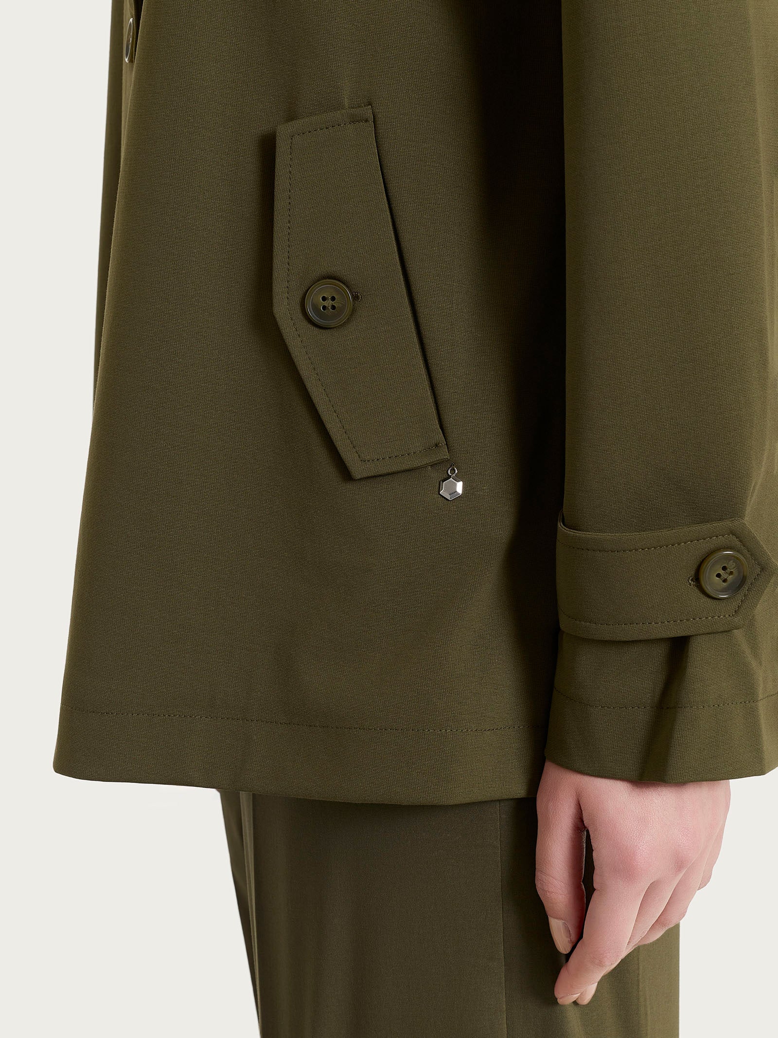 Trench corto in Compact Light - Dark Olive - Image 3