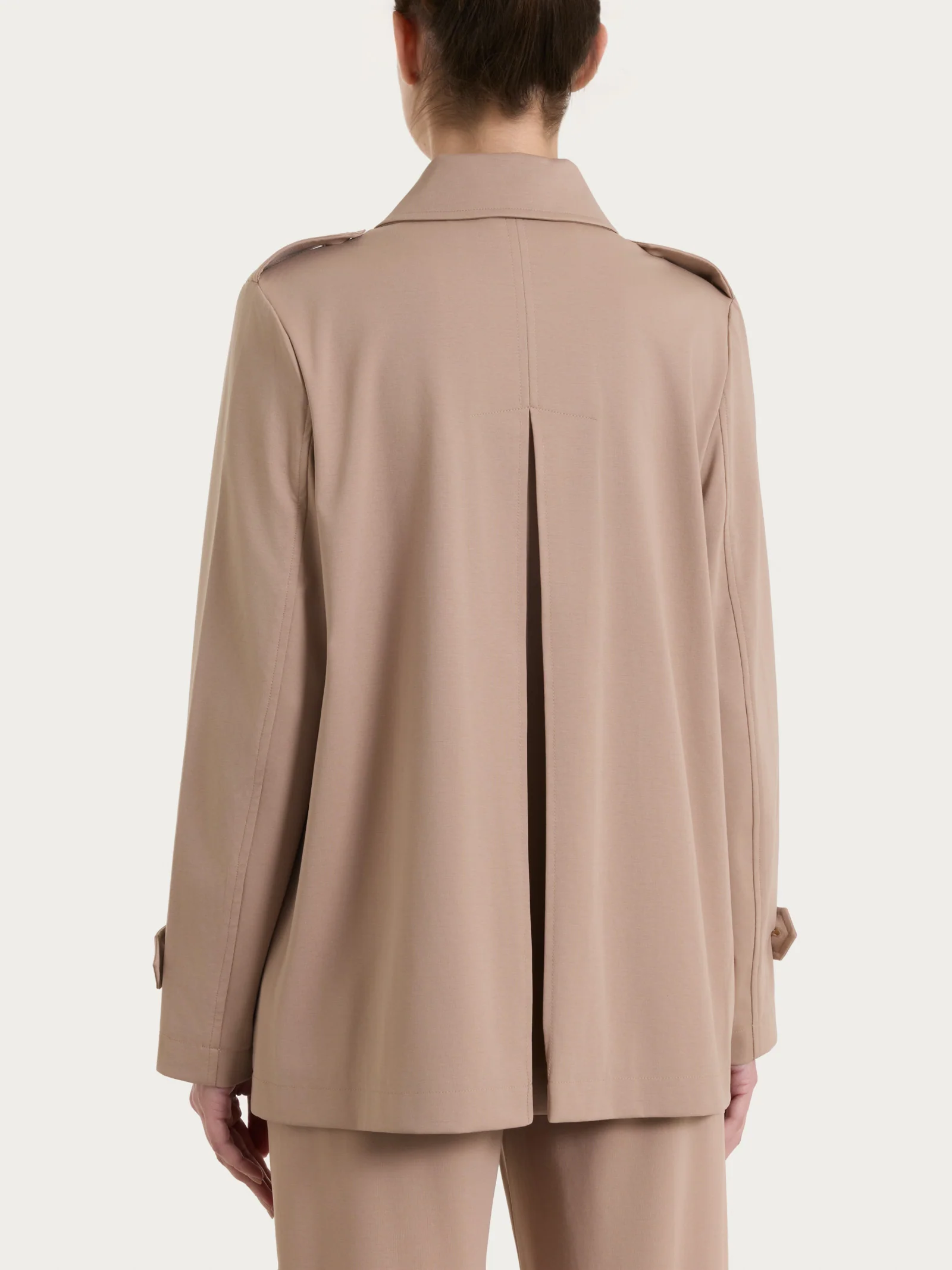Trench corto in Compact Light - Warm Taupe - Image 2