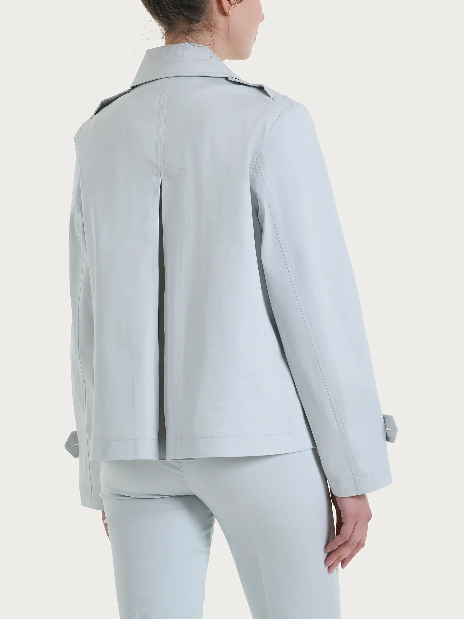 Trench corto in Satin Power WR - Dawn Blue - Image 2