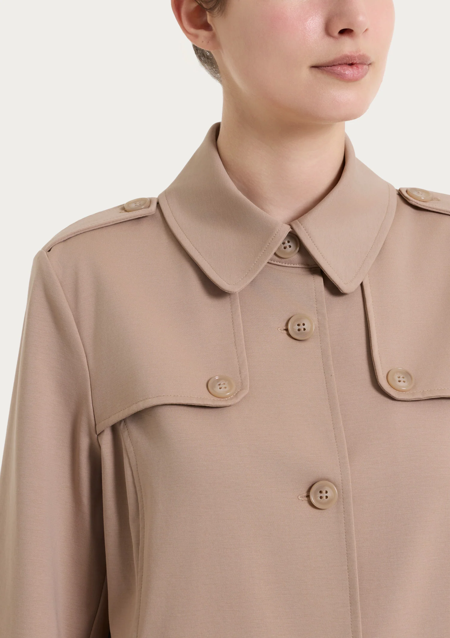 Trench lungo in Compact Light - Warm Taupe - Image 4