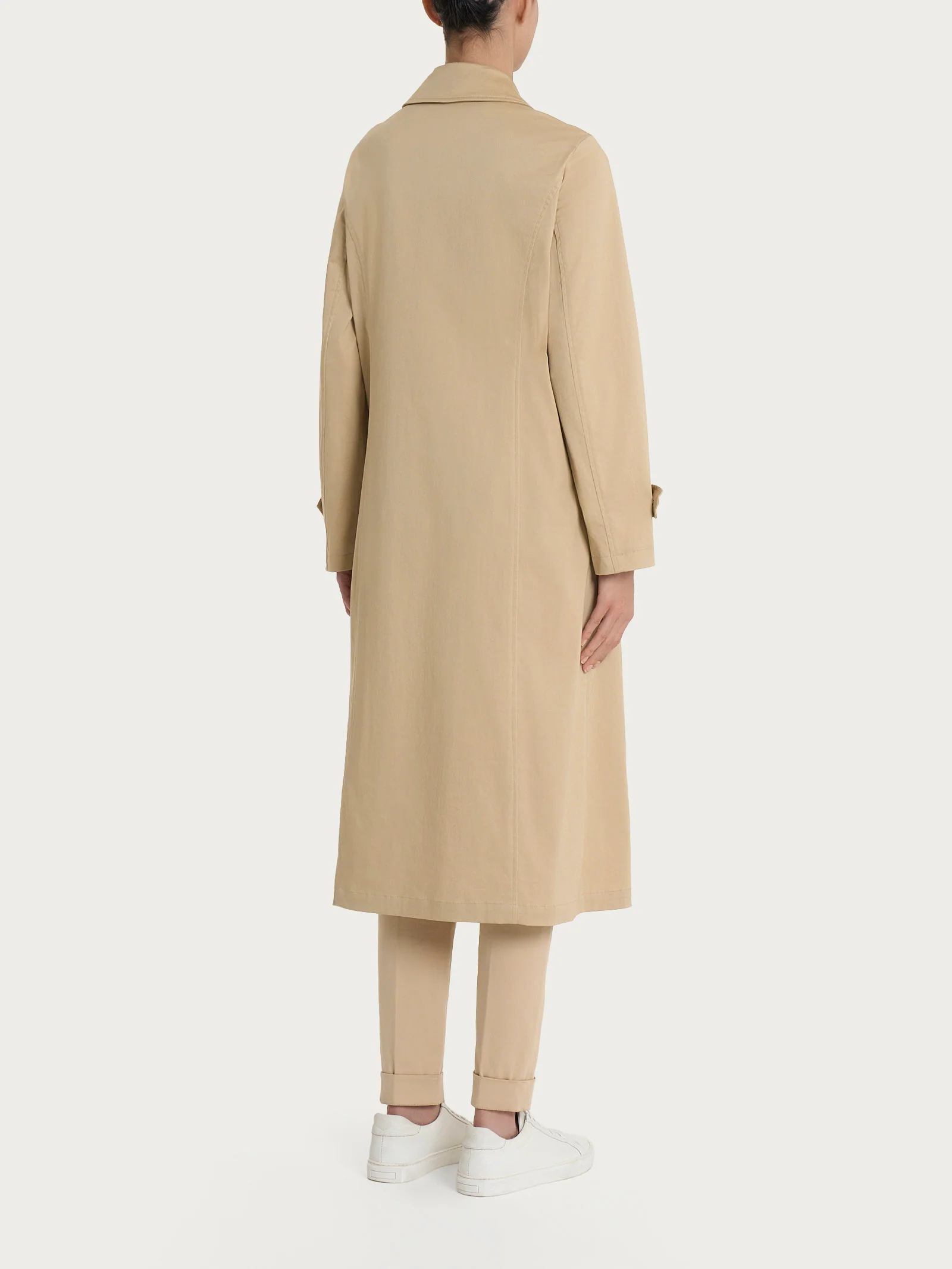 Trench lungo in Satin Power WR - Irish Cream - Image 2