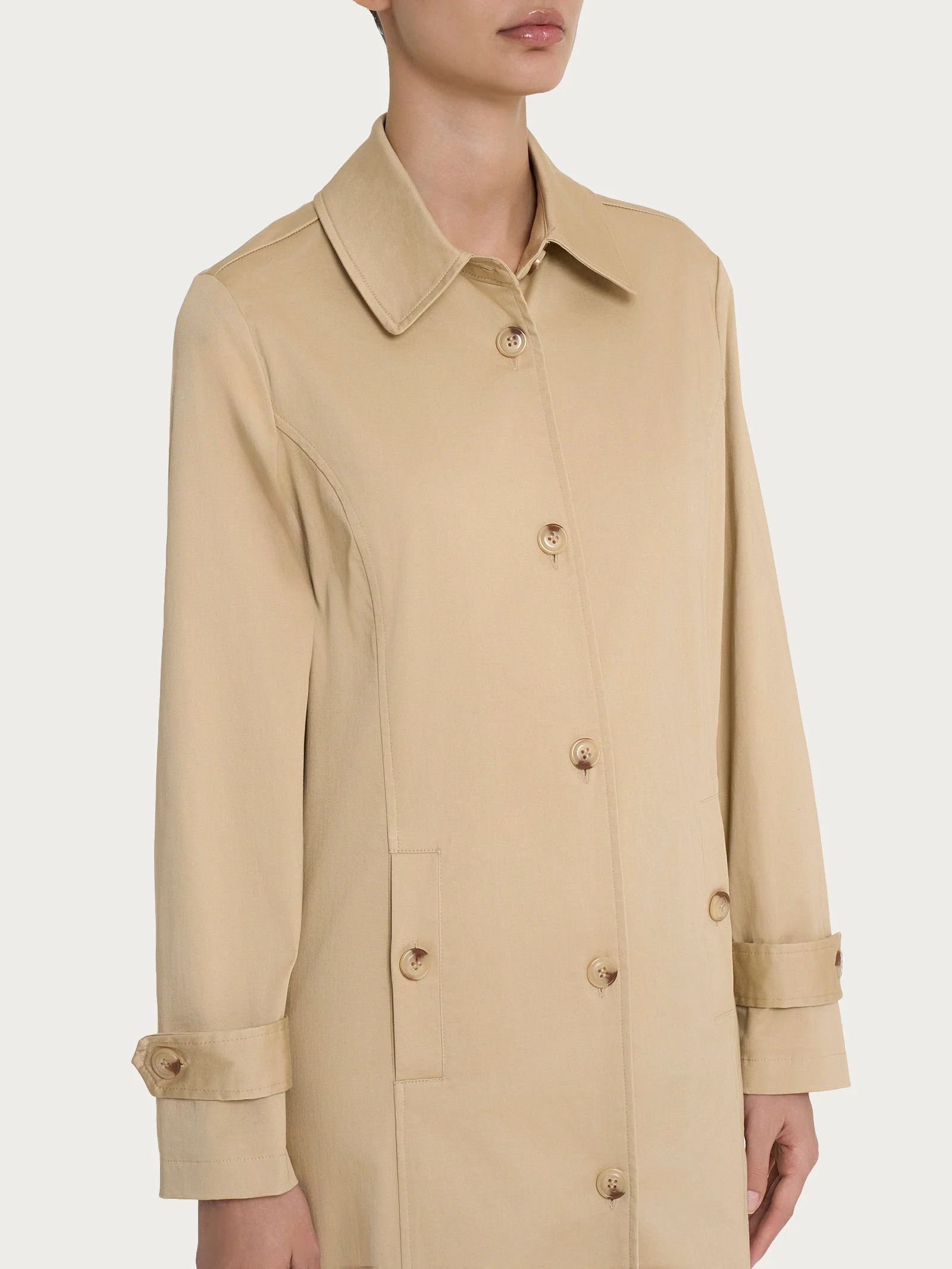 Trench lungo in Satin Power WR - Irish Cream - Image 3