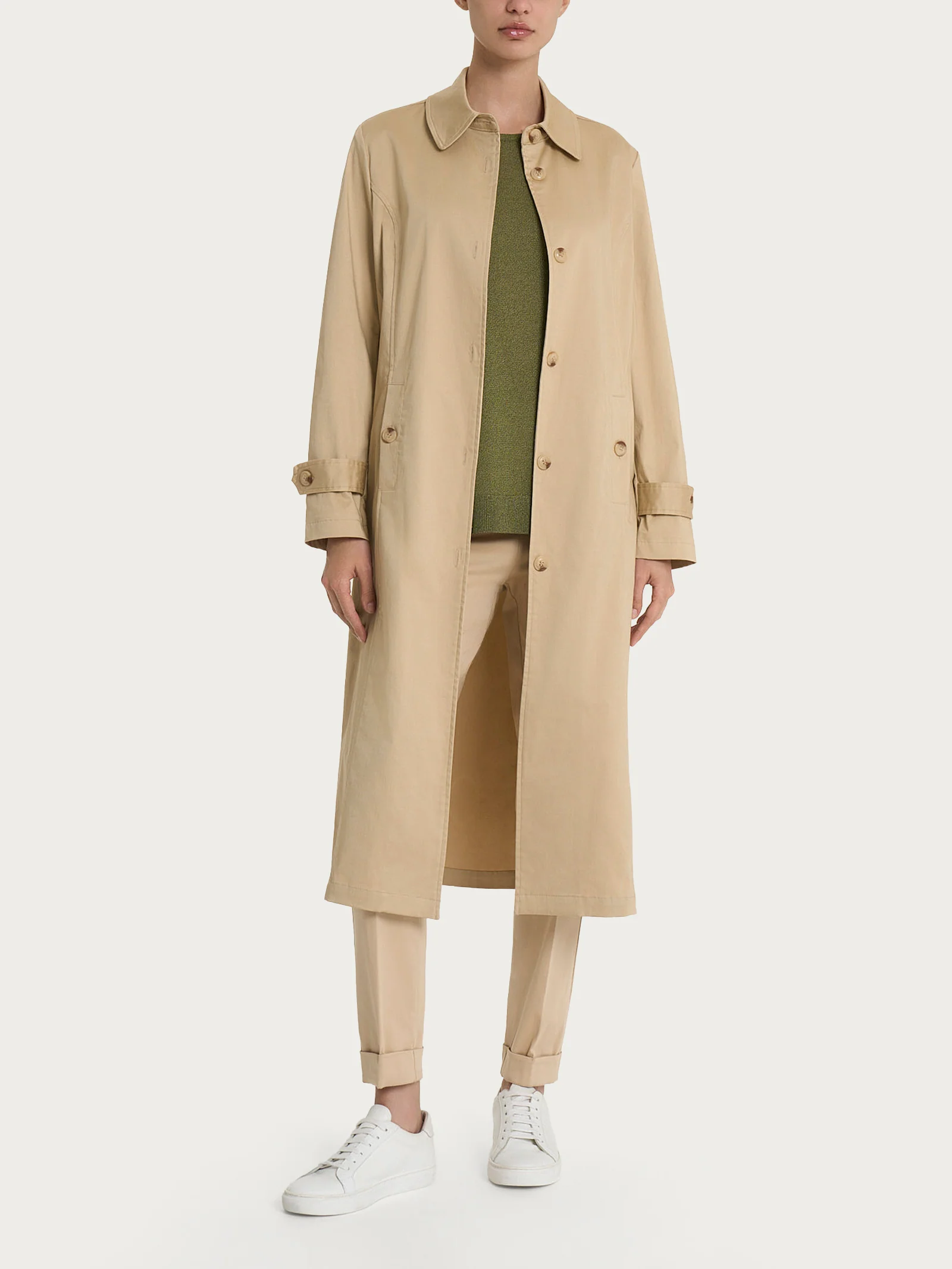 Trench lungo in Satin Power WR - Irish Cream - Image 4