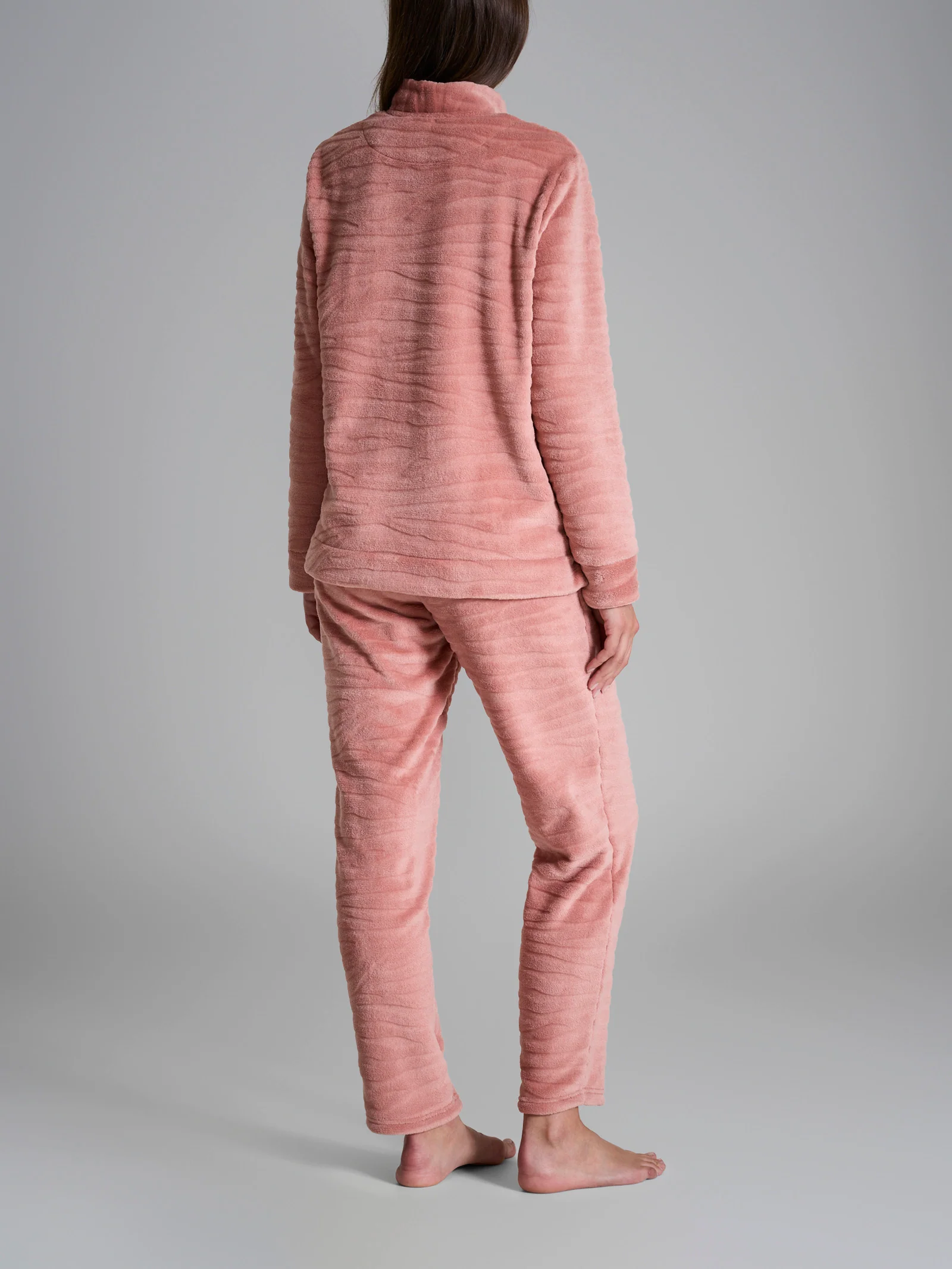 Tuta aperta con zip in Coral Fleece - Cork - Image 2