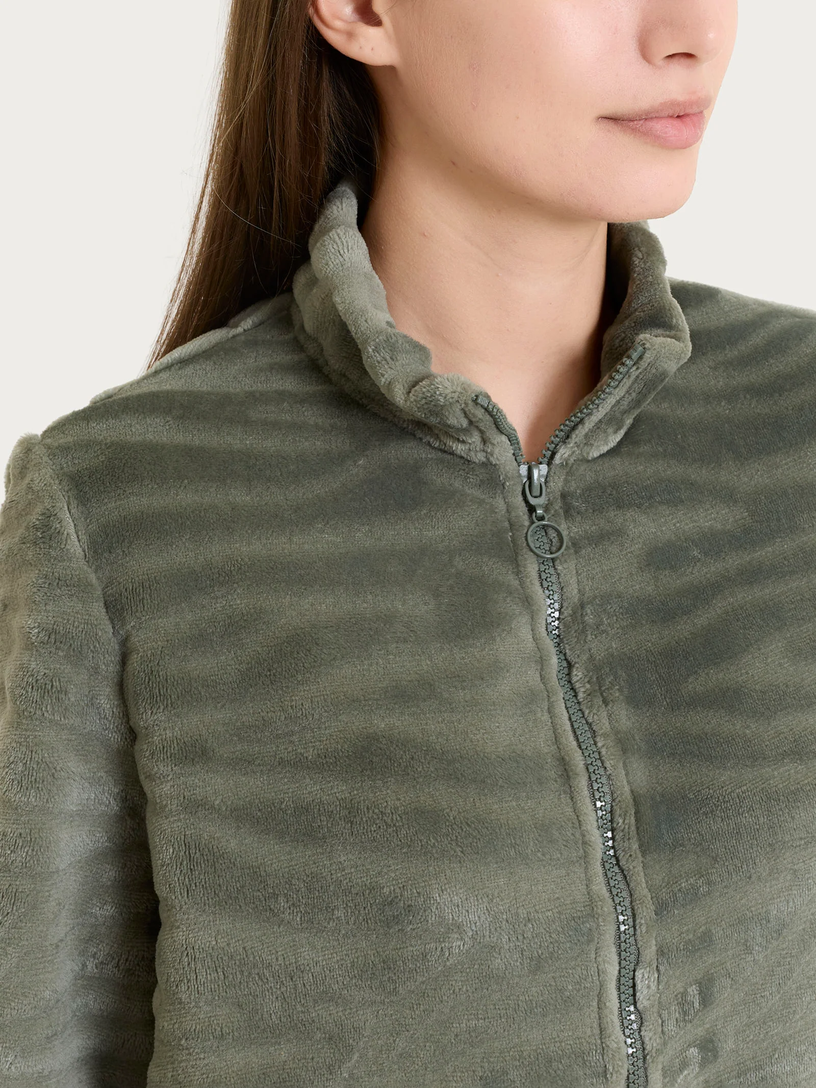 Tuta aperta con zip in Coral Fleece - Shadow - Image 4