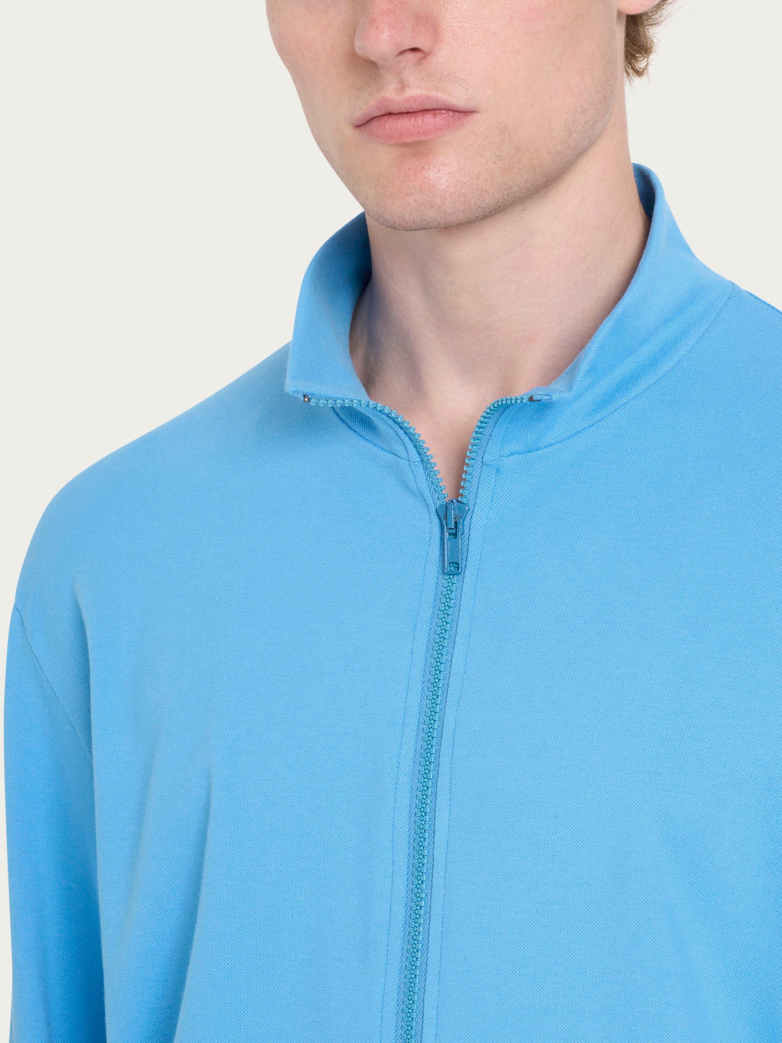 Tuta aperta in Eco Cotton Piquet Stretch - Fant. Azure Blue - Image 4