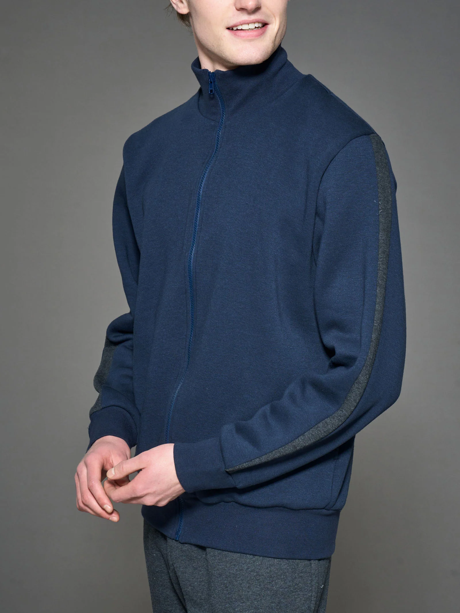 Tuta felpata collo alto in morbido misto cotone - Fant. Navy Blazer - Image 3