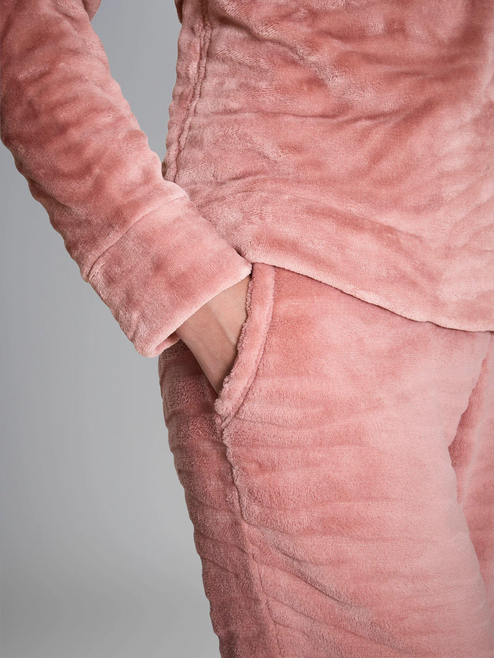 Tuta girocollo in Coral Fleece - Cork - Image 3