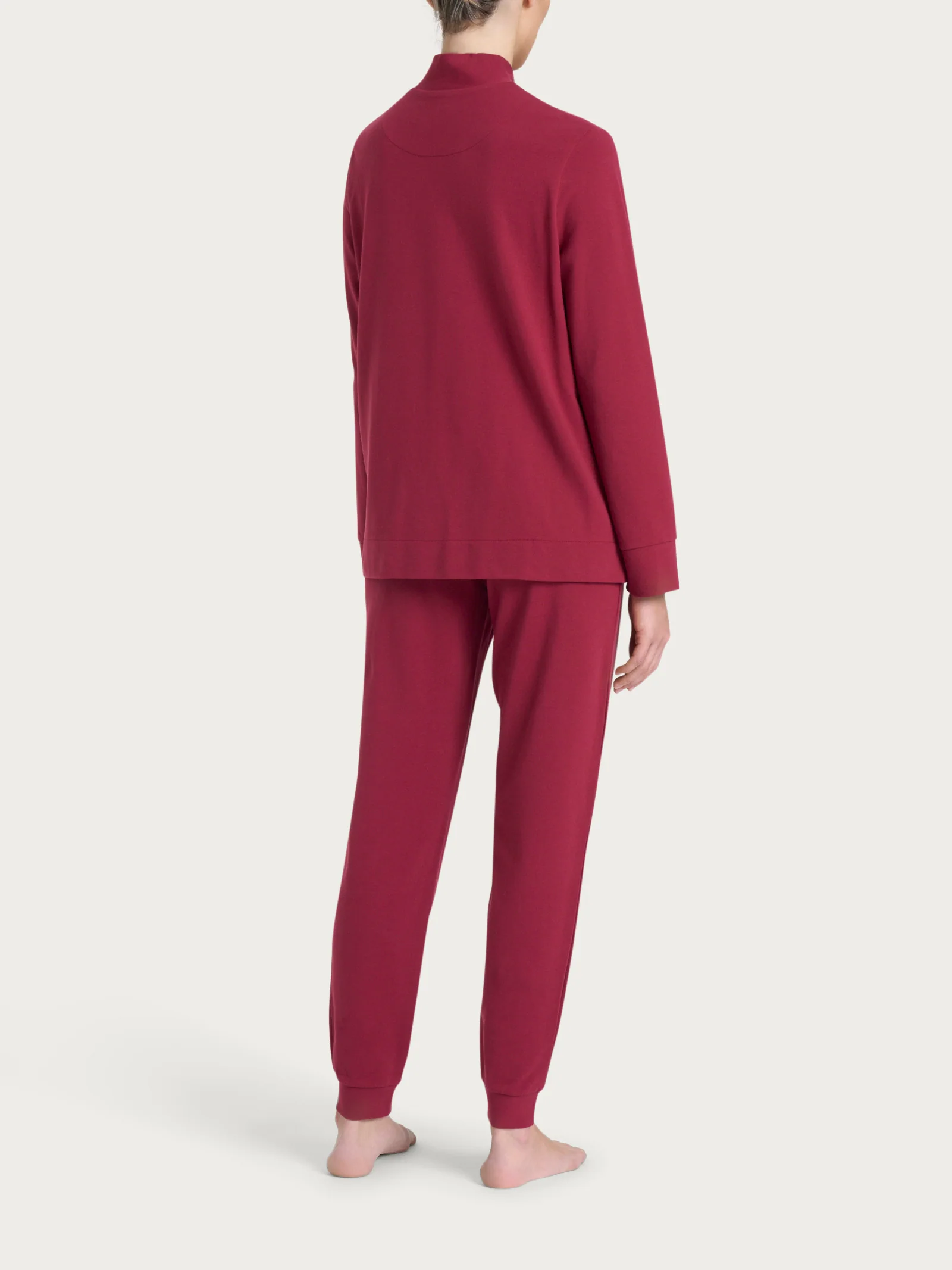 Tuta in Eco Cotton Piquet Stretch - Tibetan Red - Image 2