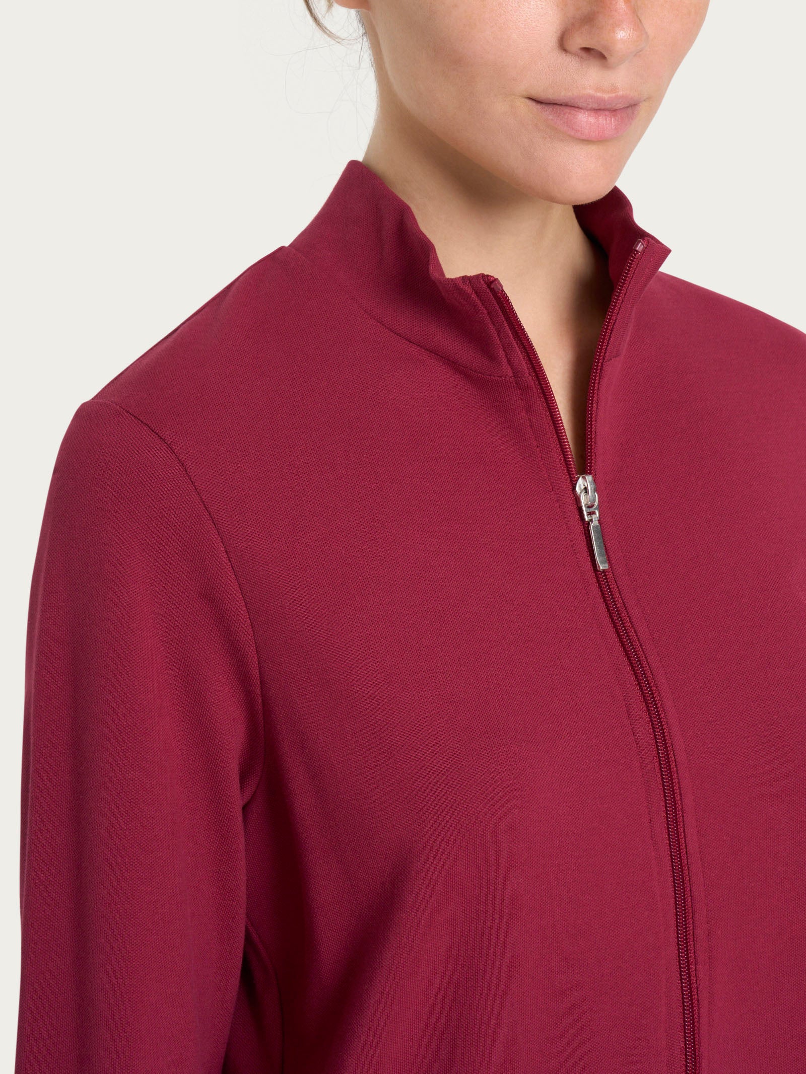 Tuta in Eco Cotton Piquet Stretch - Tibetan Red - Image 3