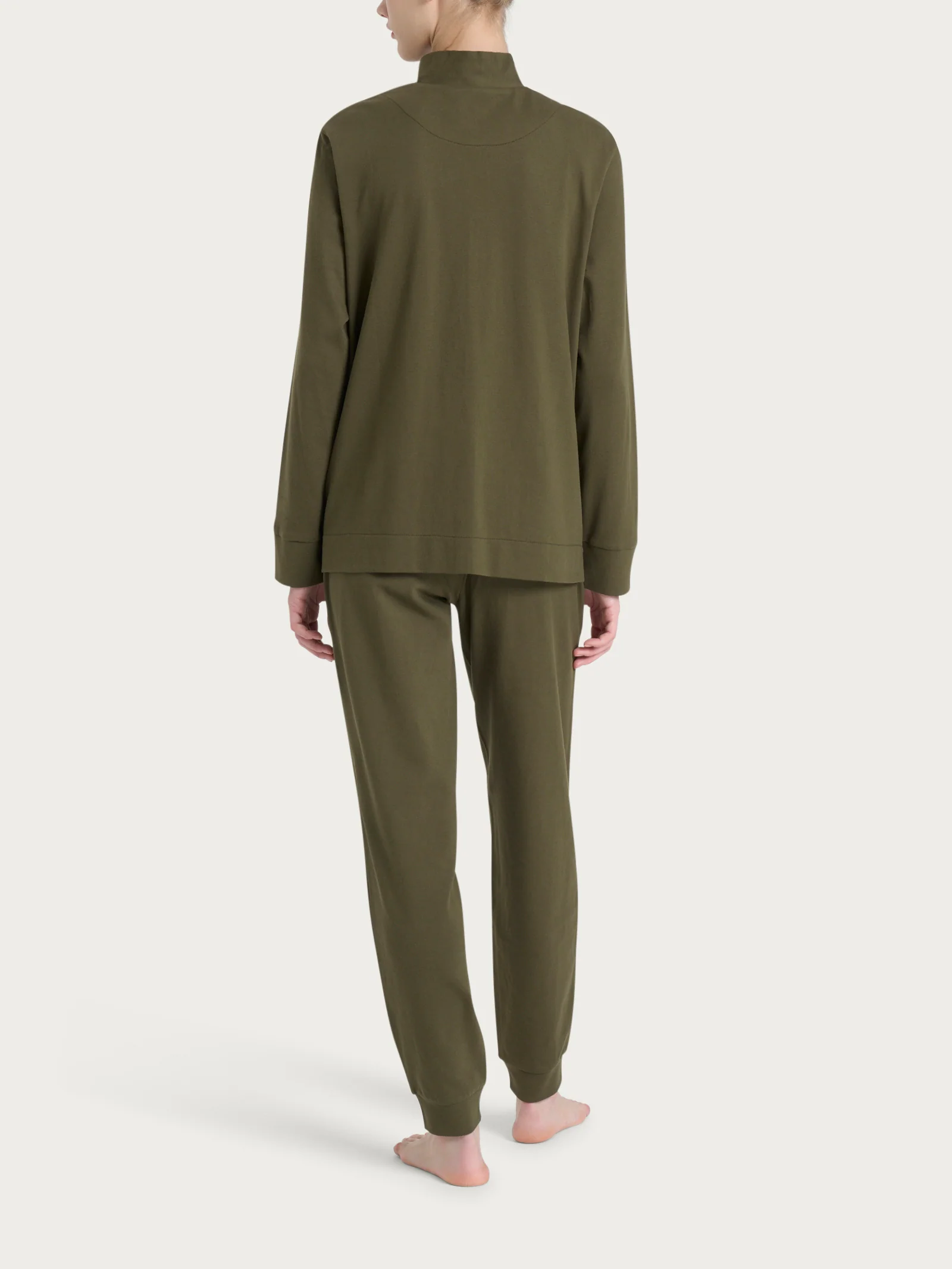 Tuta in Eco Cotton Piquet Stretch - Dark Olive - Image 2