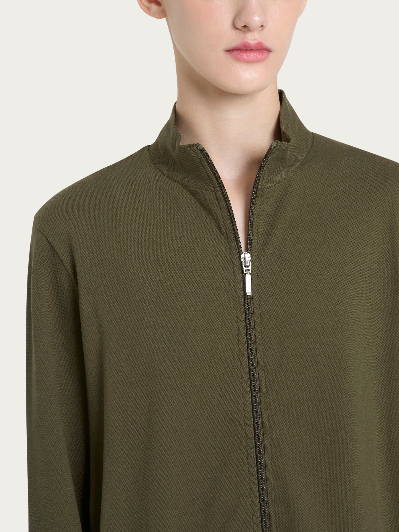 Tuta in Eco Cotton Piquet Stretch - Dark Olive - Image 3