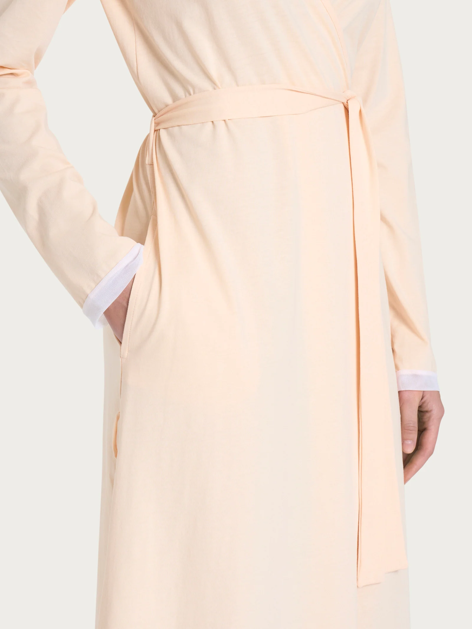 Vestaglia a manica lunga con fascetta in Jersey di Cotone - Pale Peach - Image 3