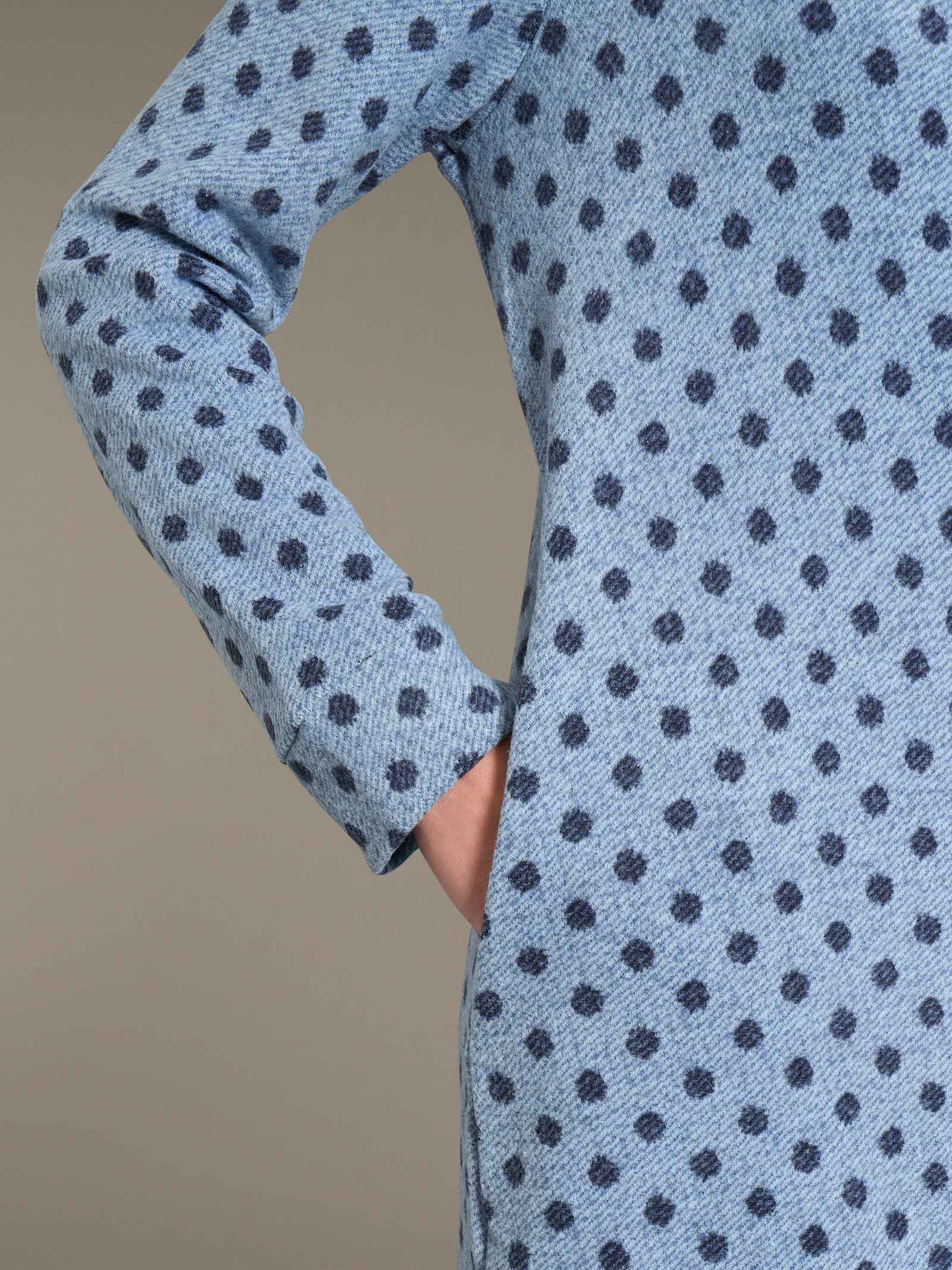 Vestaglia aperta con collo alto a pois in Cotton Eco Pile - Fant.Delave' Mel. - Image 3