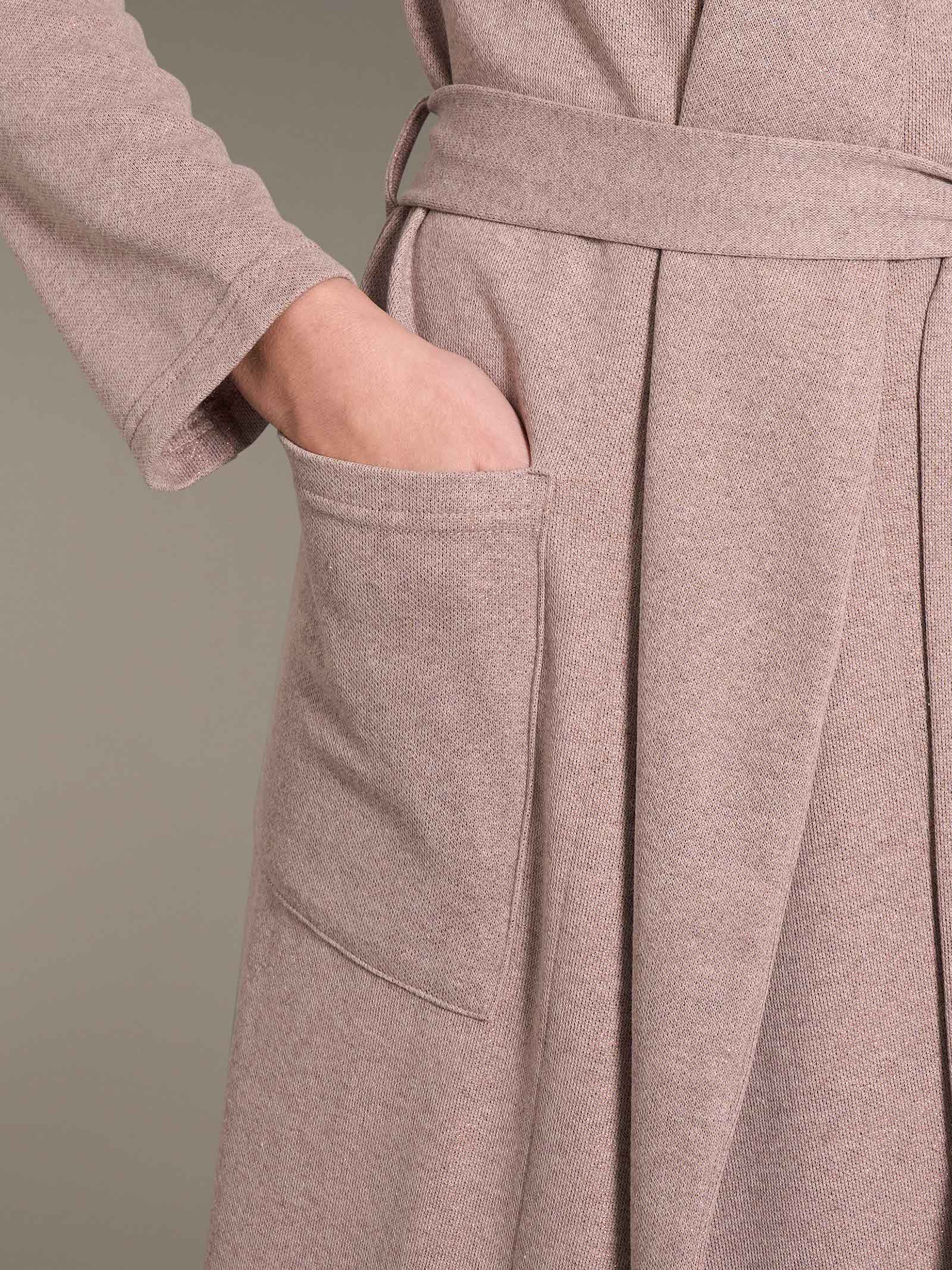 Vestaglia lunga alla caviglia in Cotton Eco Pile e Lurex - Terra - Image 3