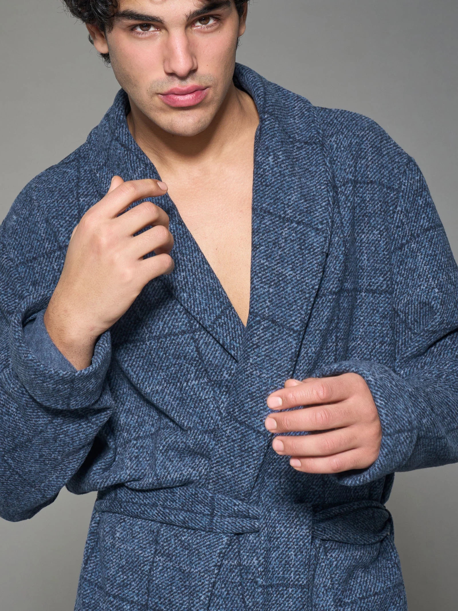 Vestaglia lunga con cintura in Cotton Eco Pile - Fant.Denim - Image 3