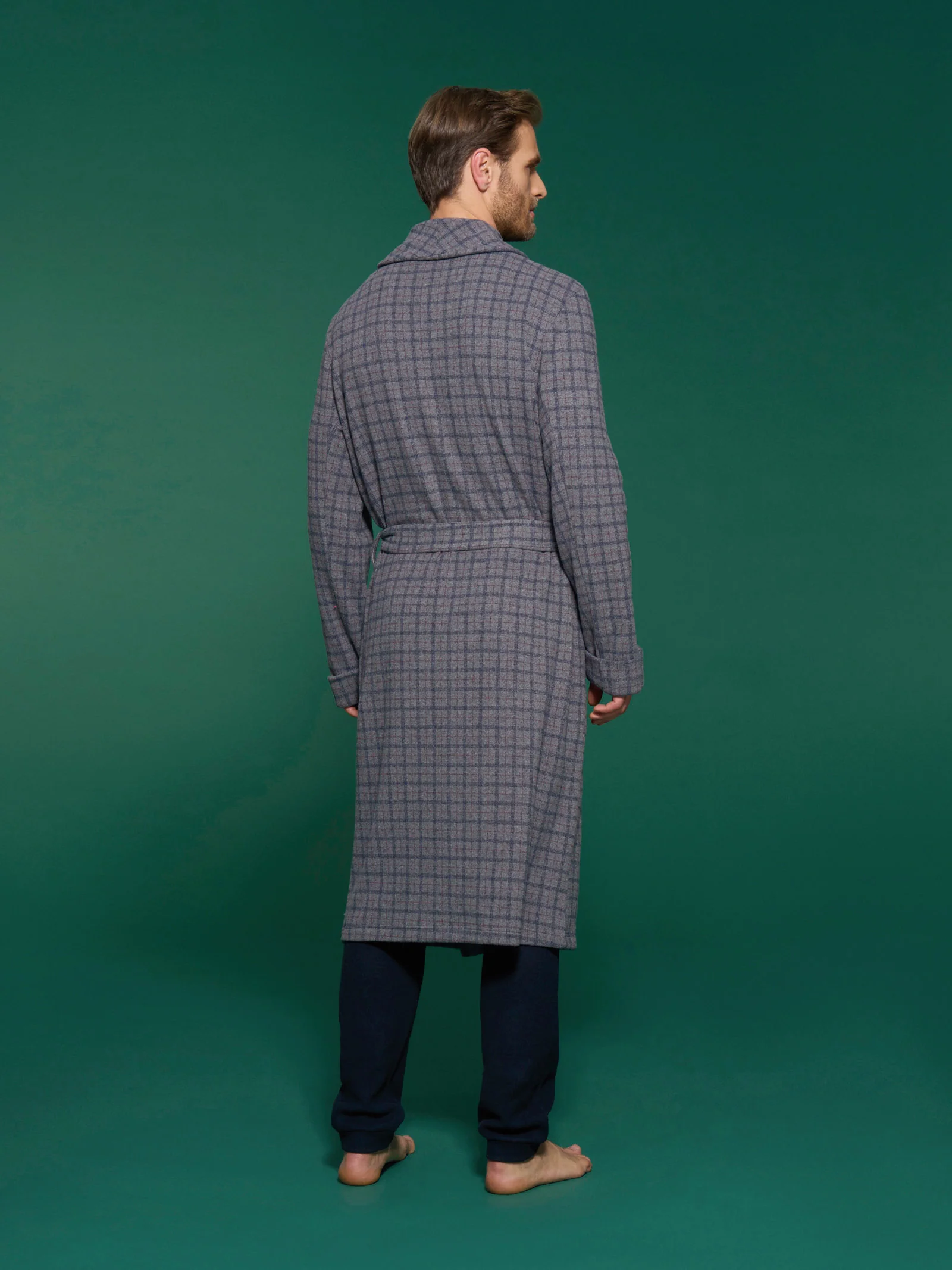 Vestaglia lunga da camera in Cotton Eco Pile - Fant.Grigio Mel. - Image 2