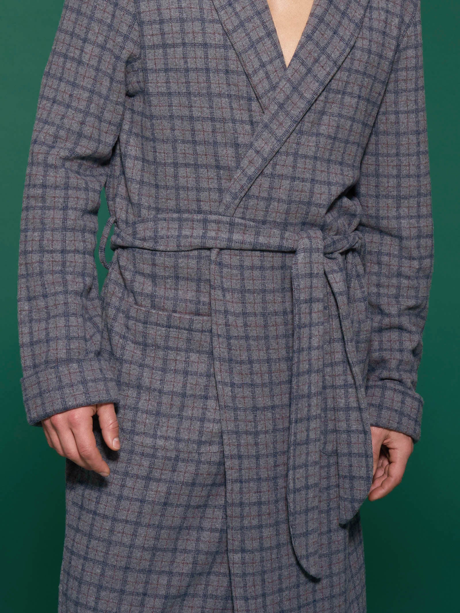 Vestaglia lunga da camera in Cotton Eco Pile - Fant.Grigio Mel. - Image 3