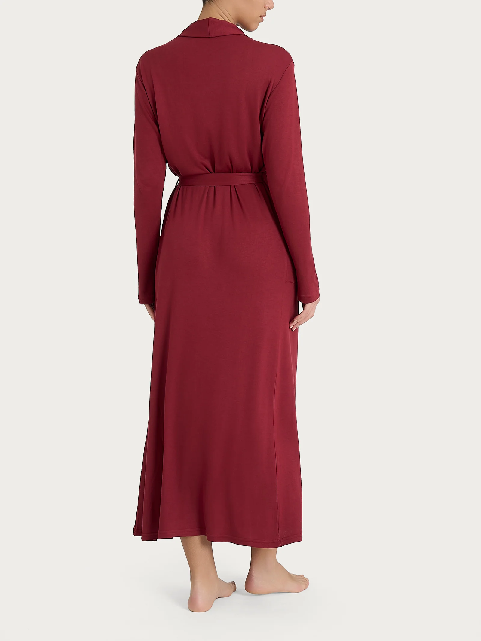 Vestaglia lunga in interlock micromodal - Tibetan Red - Image 2