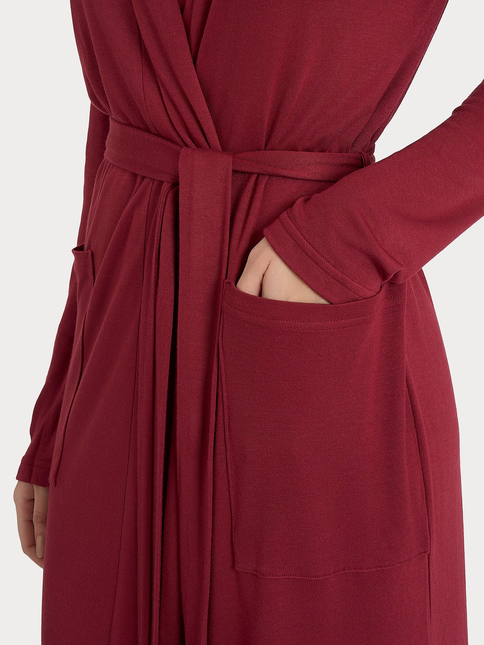 Vestaglia lunga in interlock micromodal - Tibetan Red - Image 3