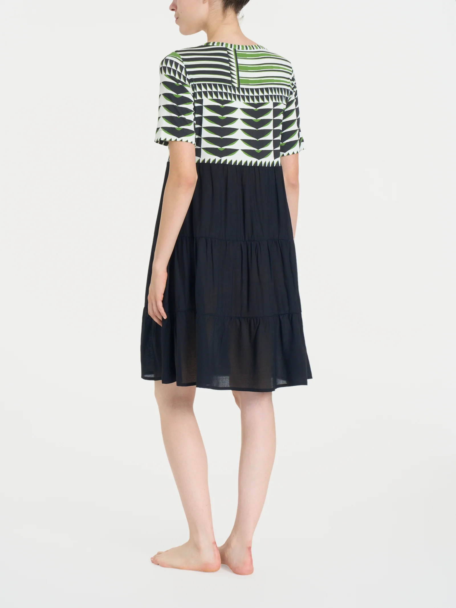 Vestito svasato a balze in misto viscosa - Fant. Artichoke Green - Image 2