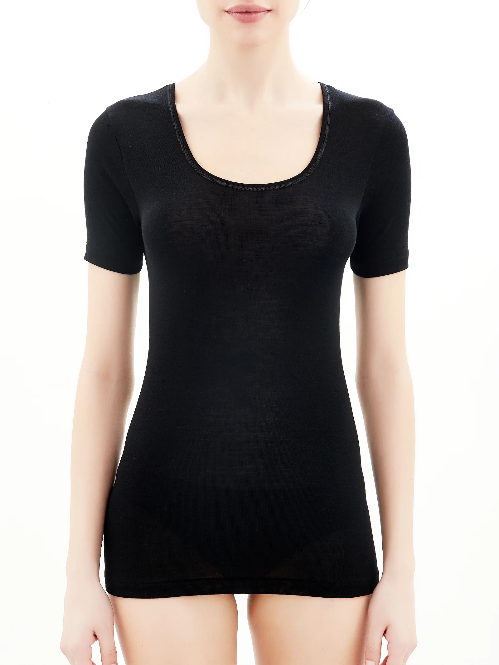Wonderwool - Maglietta girocollo in lana ultrafine - Nero - Image 3